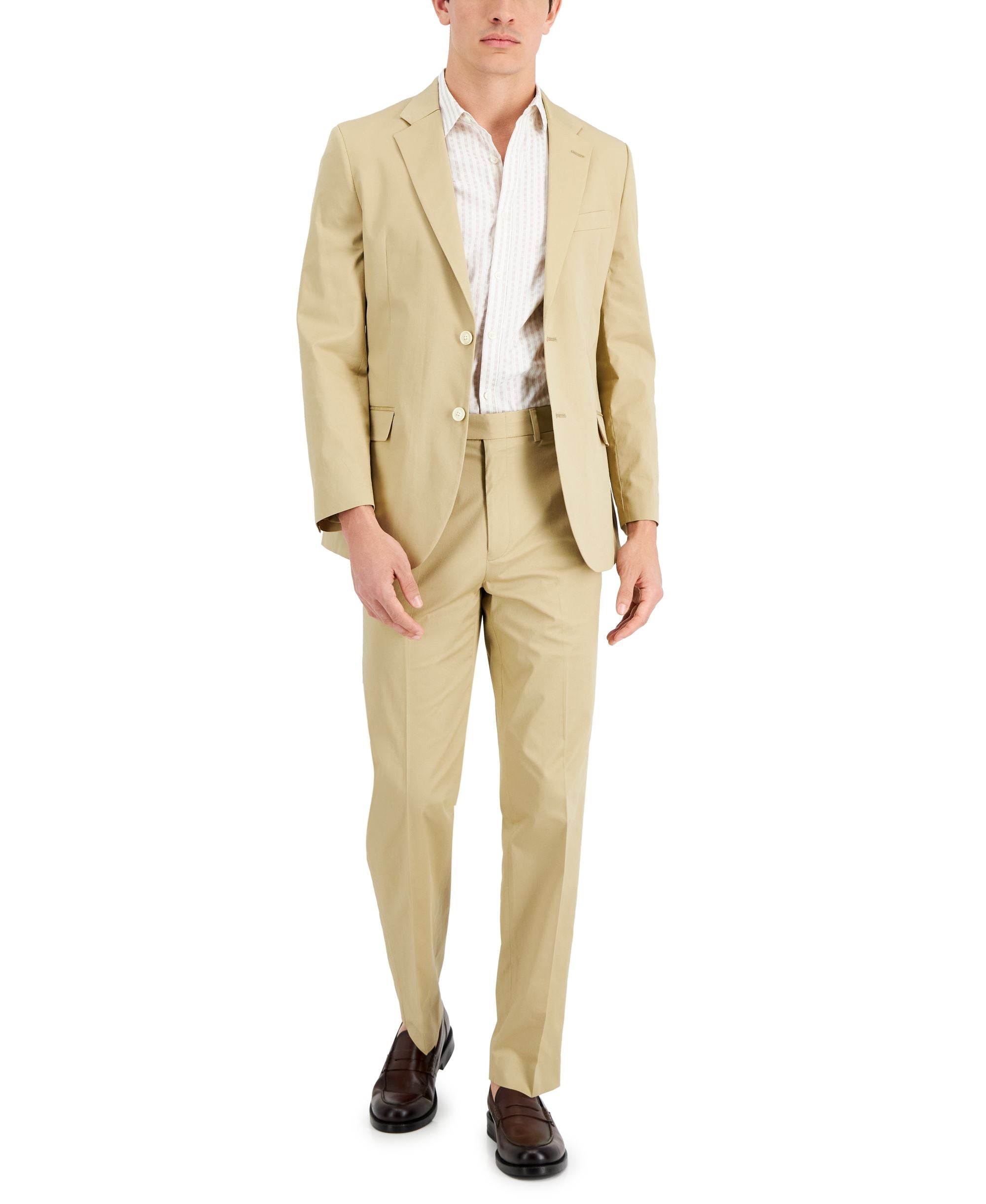Men's Modern-Fit Stretch Cotton Solid Suit