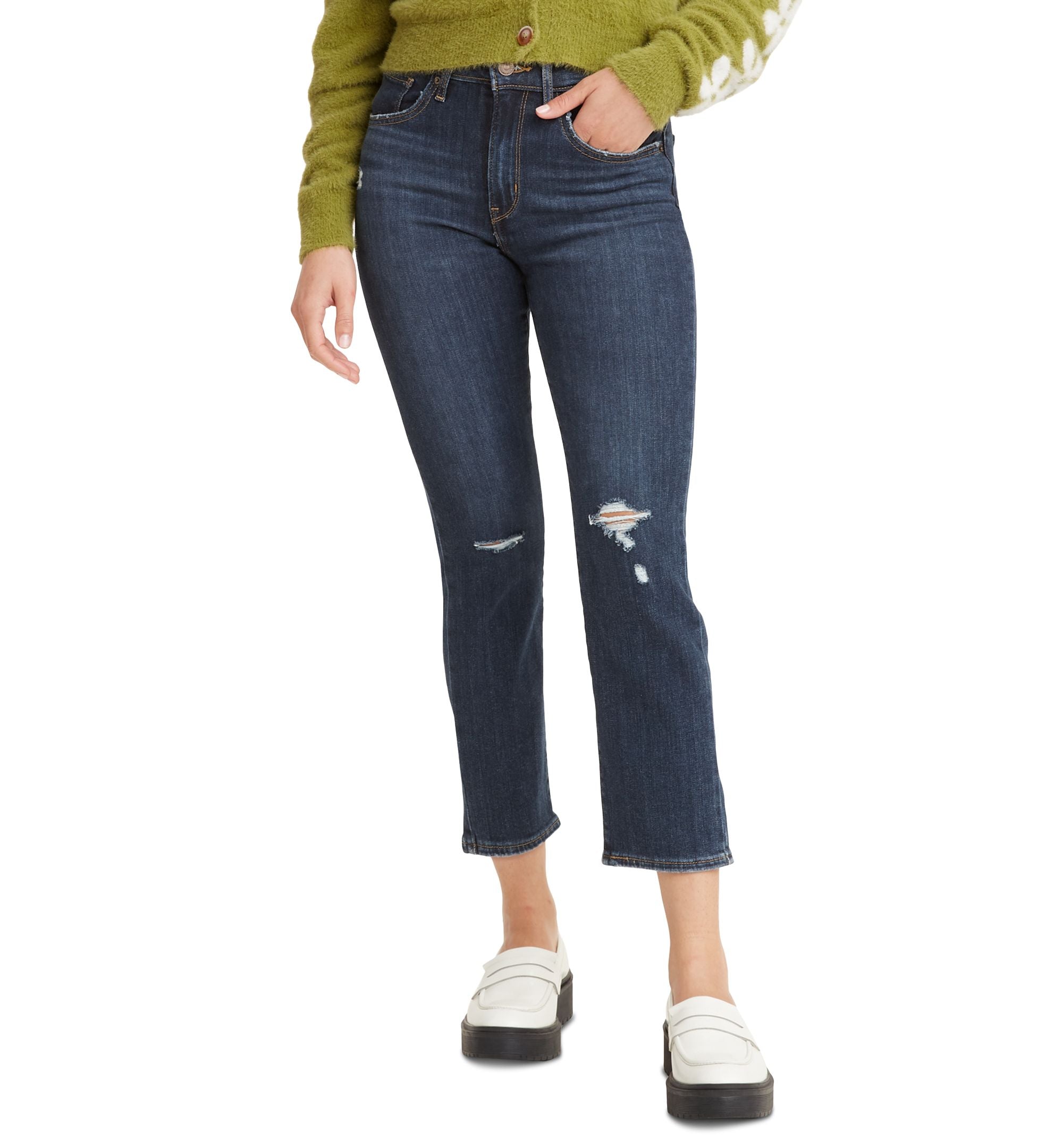 Women's 724 Straight-Leg Distressed Cropped Jeans