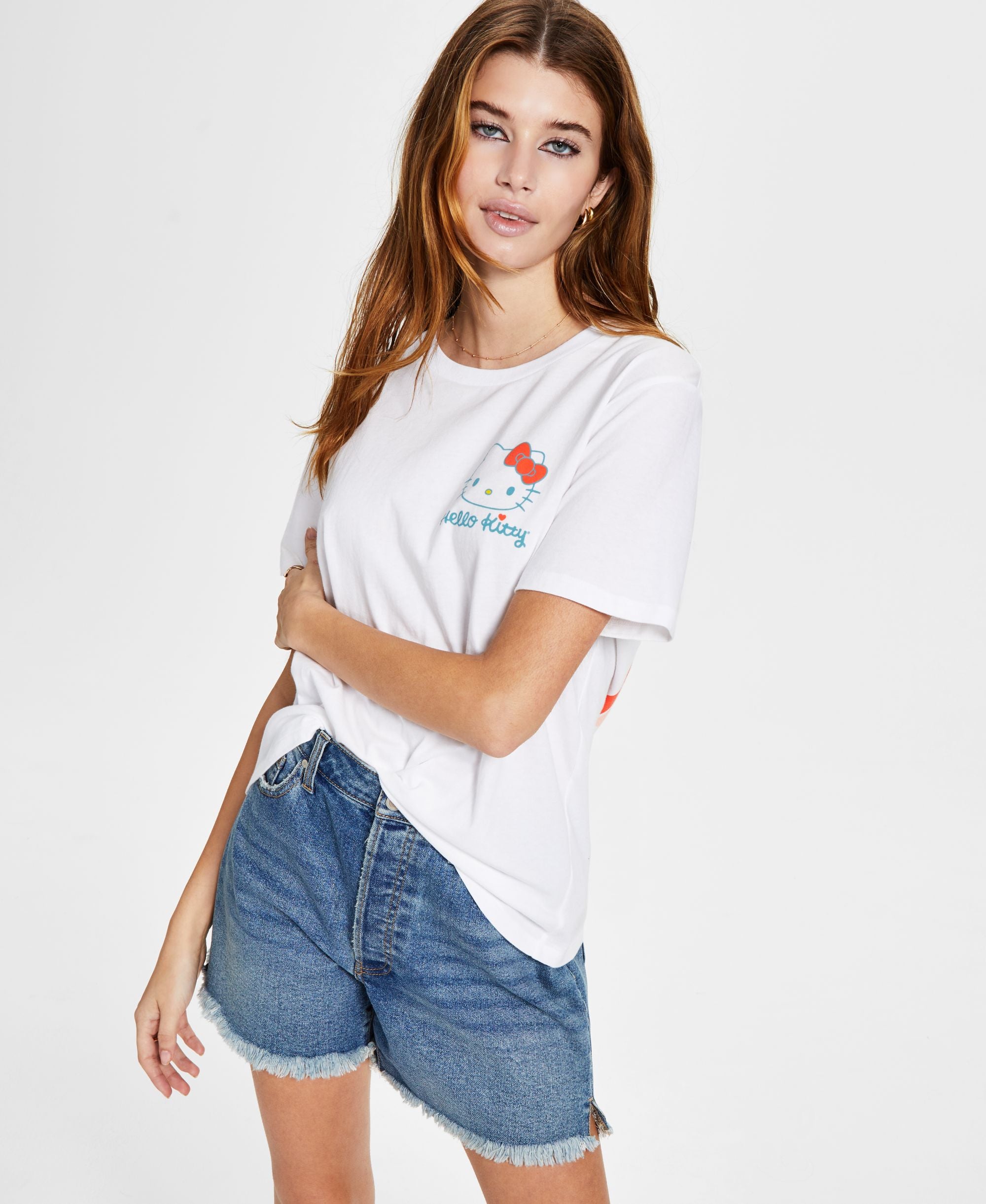 Juniors' Hello Kitty Front-Back Graphic T-Shirt