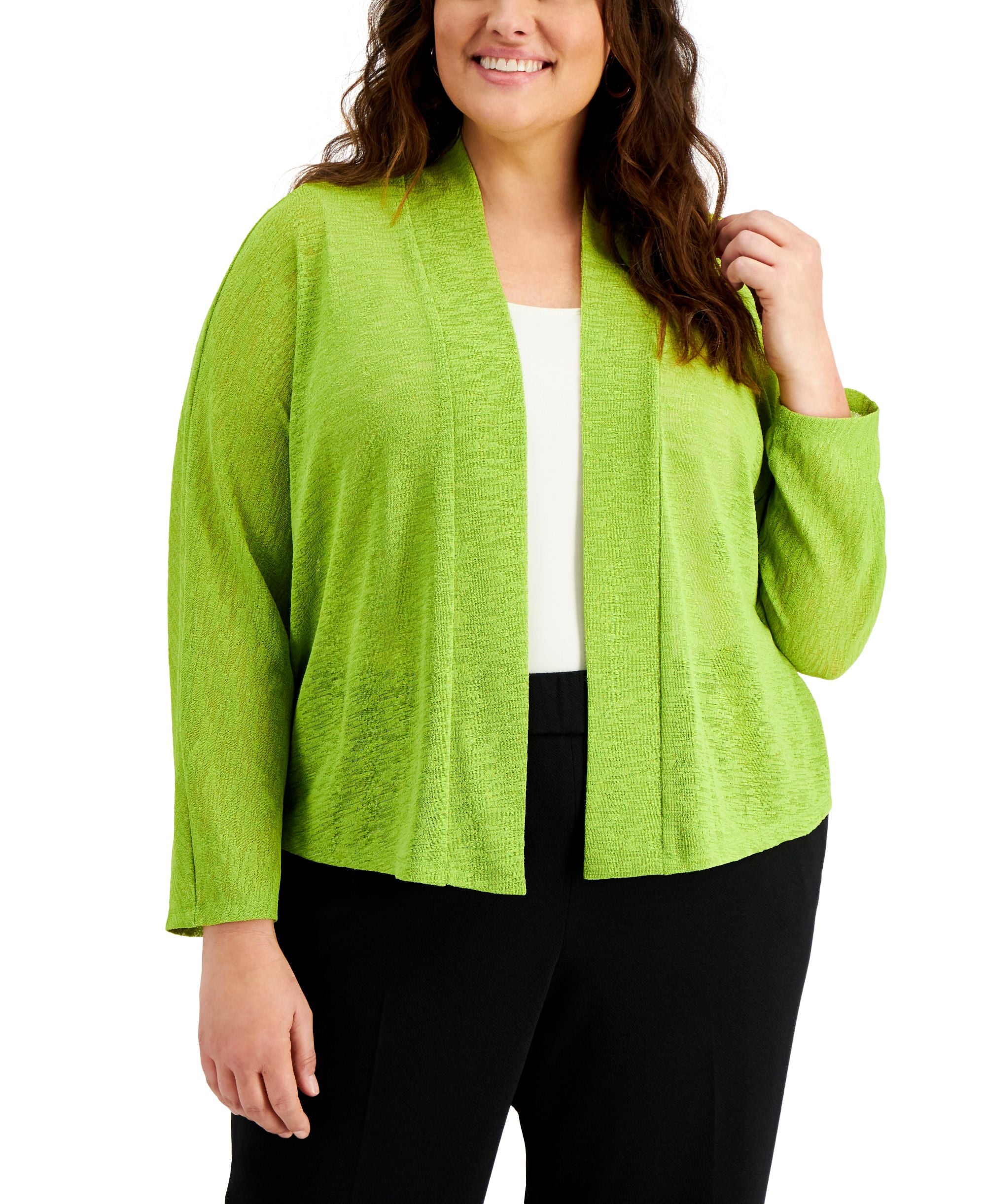 Kasper Plus Size Shawl Collar Cardigan