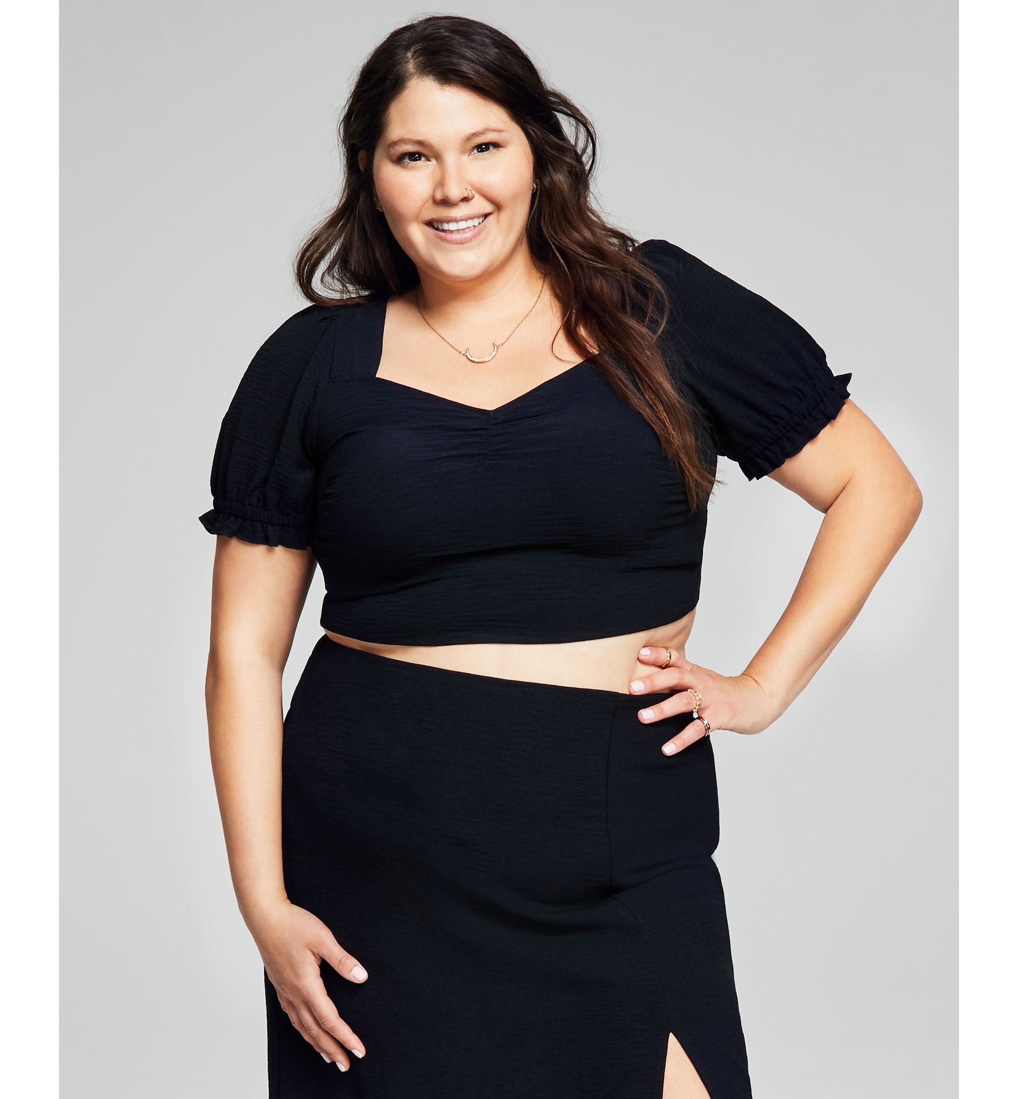 Now This Plus Size Tie Back Crop Top