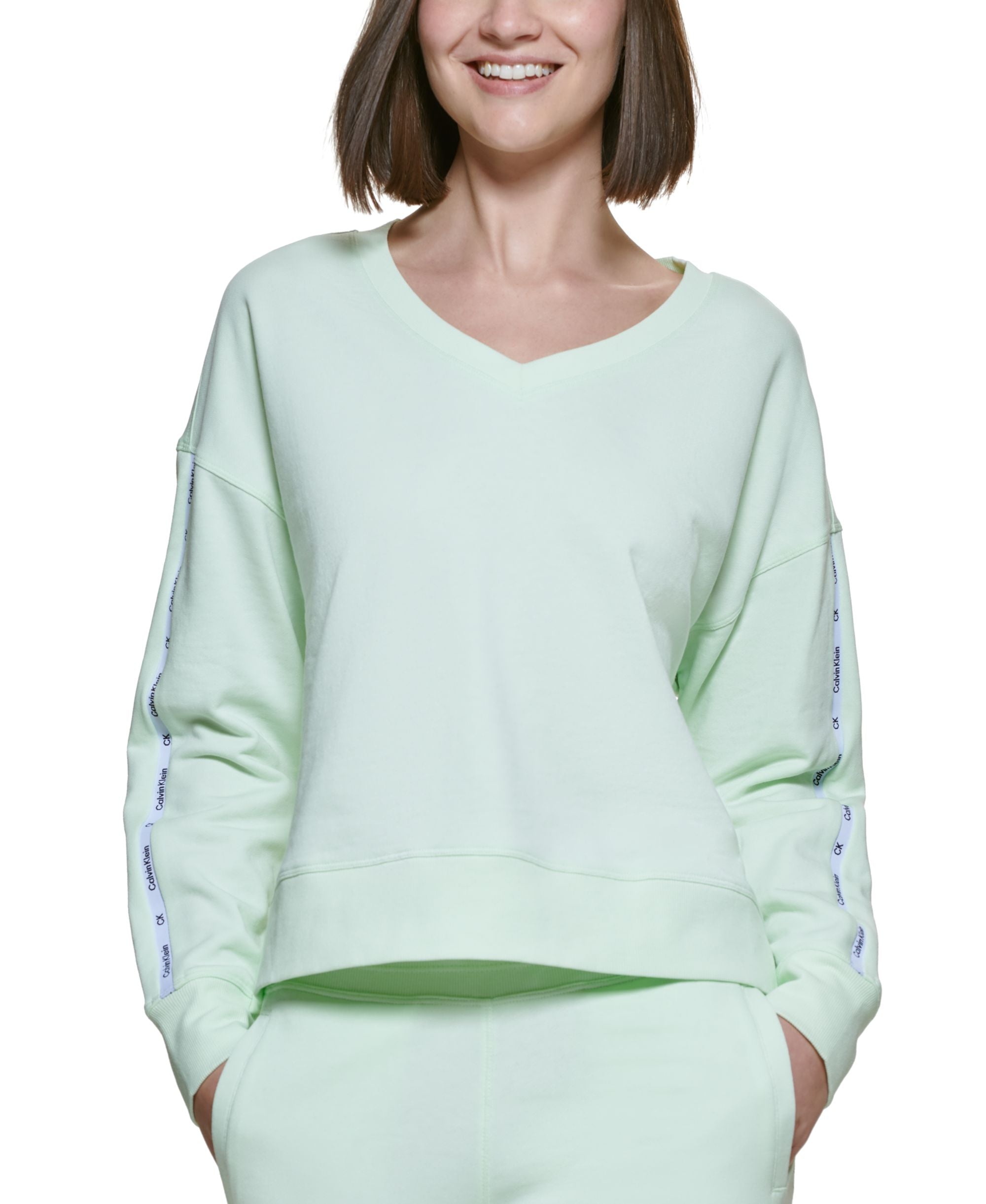Calvin Klein Performance Womens V Neck High Low Sweatshirt