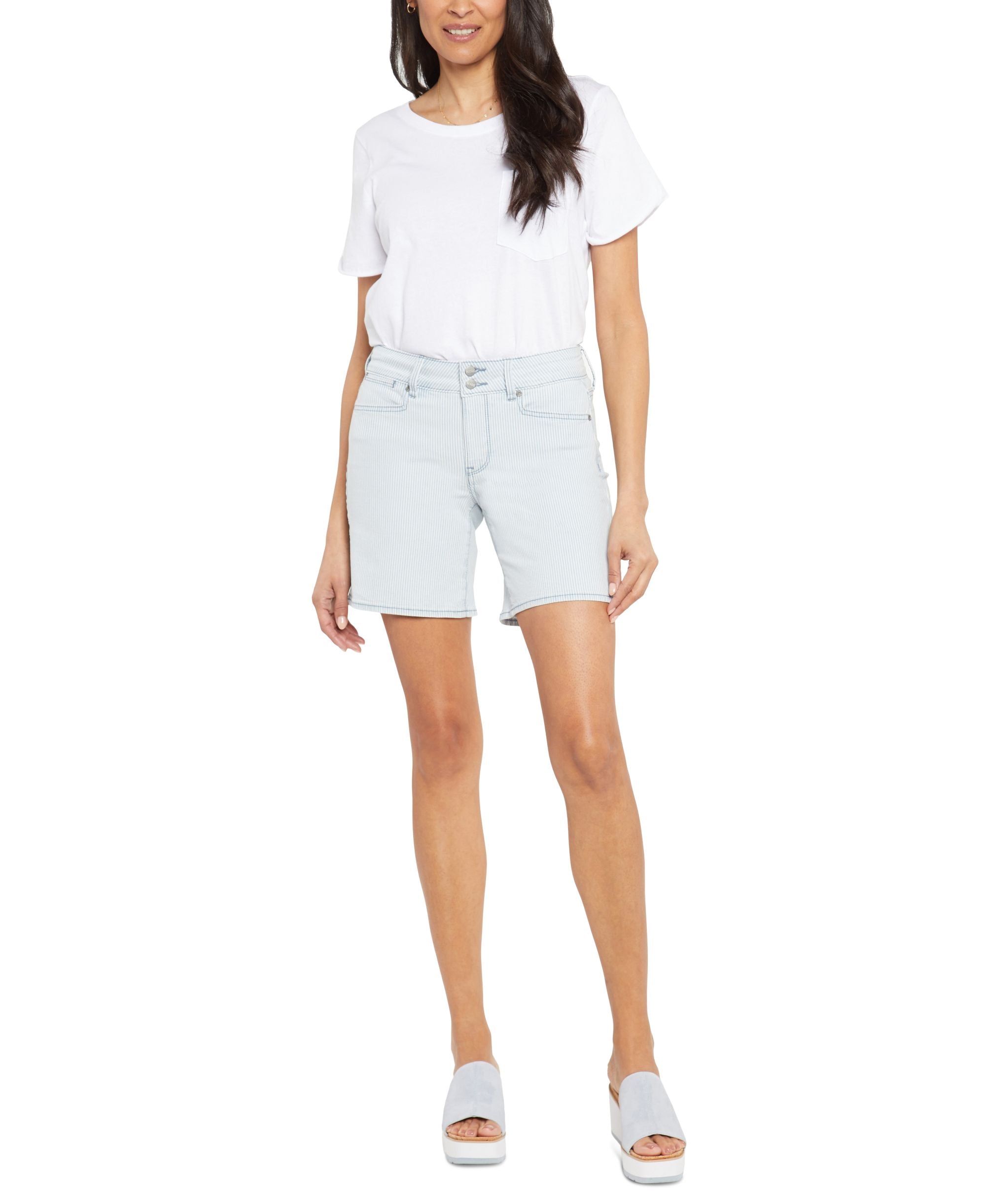 Nydj Roxanne Striped Denim Shorts