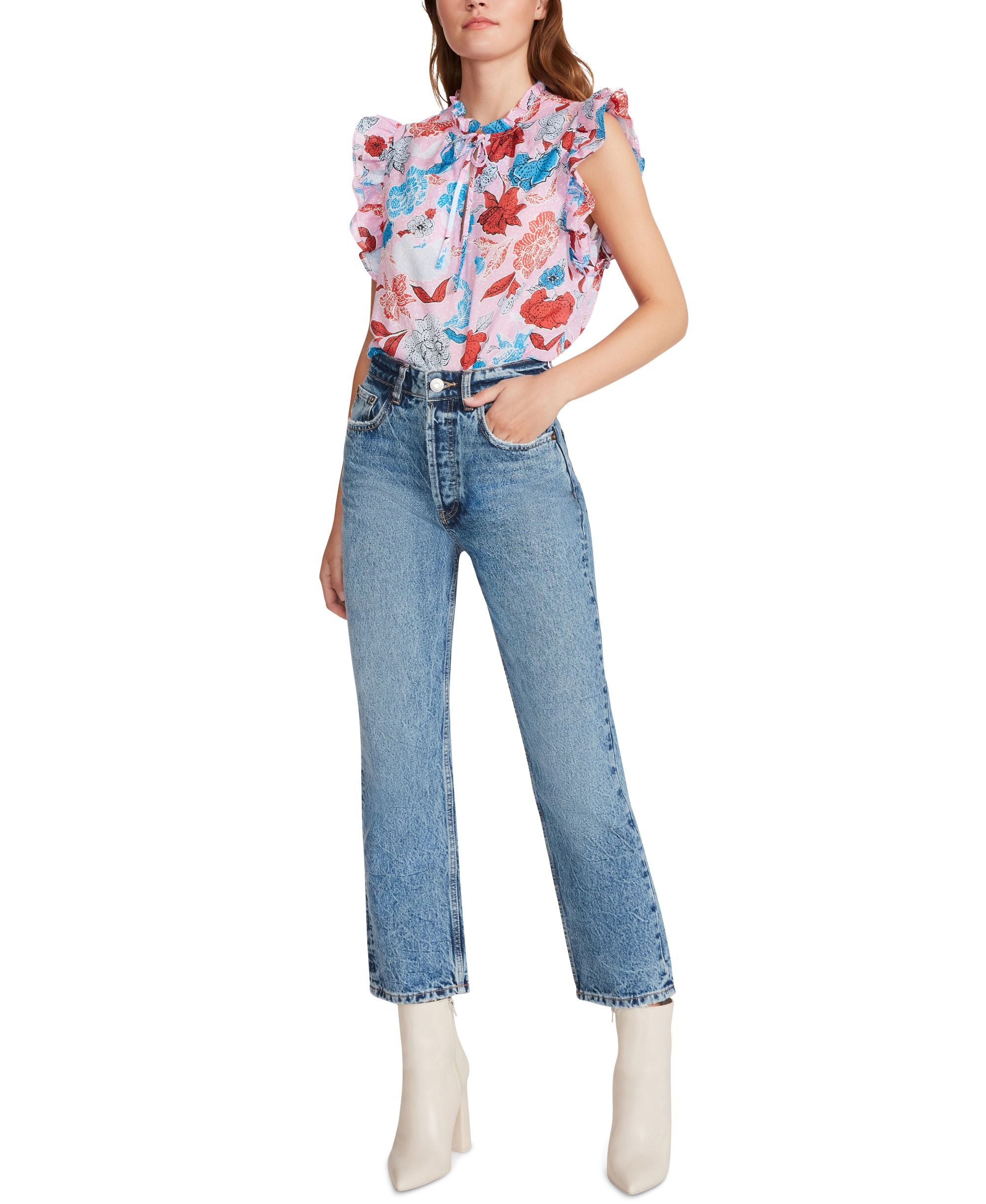 Bb Dakota by Steve Madden Womens Flutter Away Cotton Top