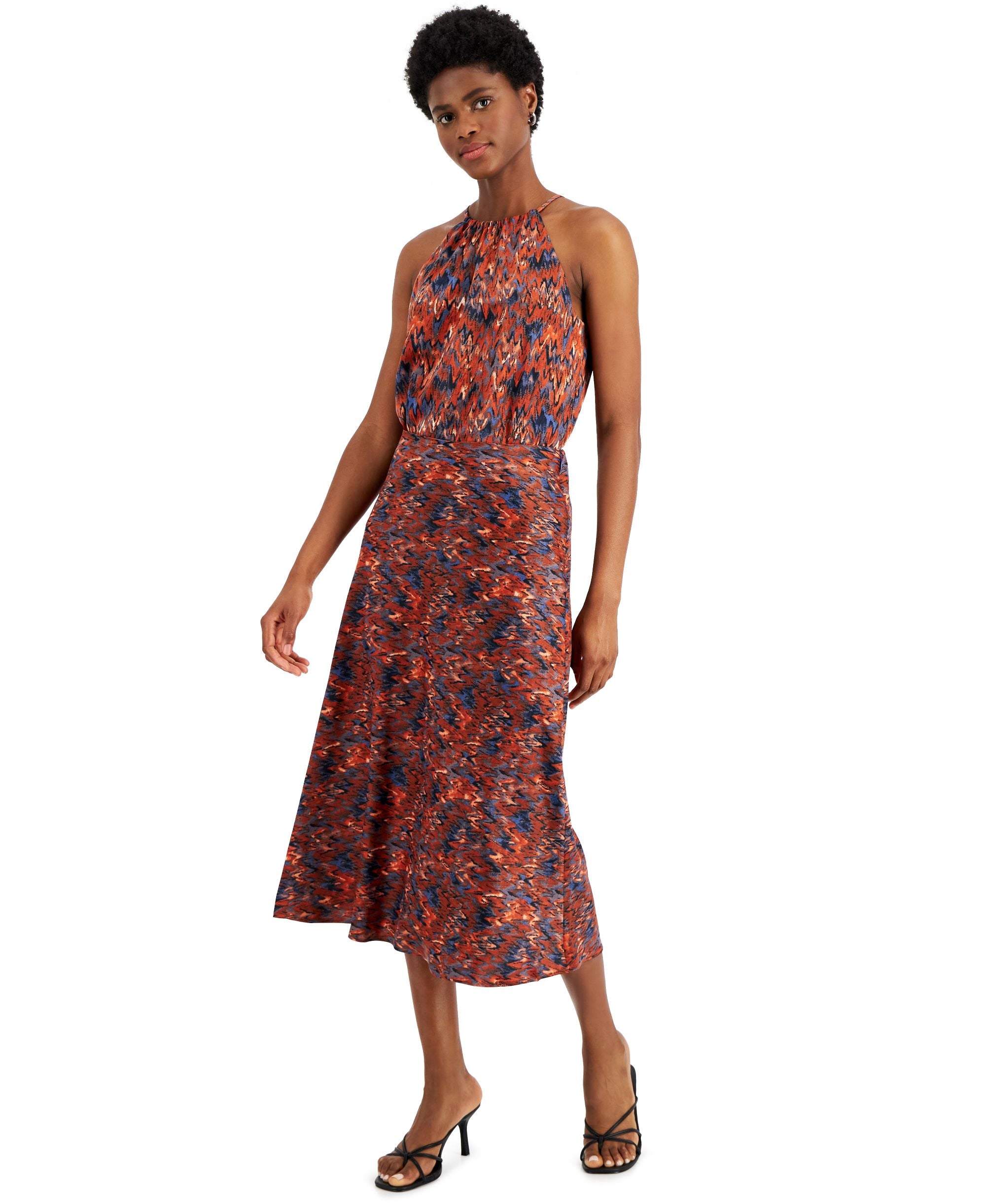 Bar III Womens Printed Midi Skirt