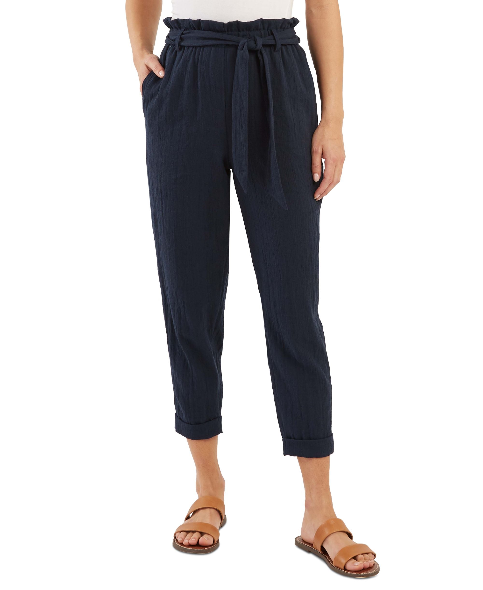 Bcx Juniors' Cropped Paperbag-Waist Pants
