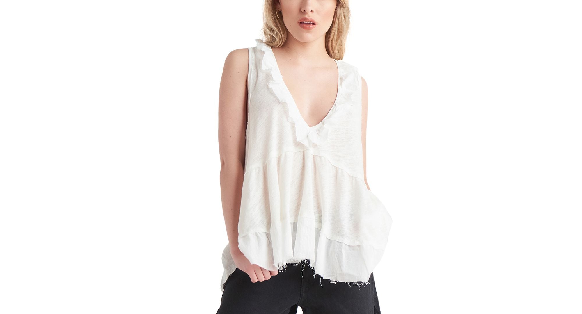 Petite Ruffled Babydoll Tank Top