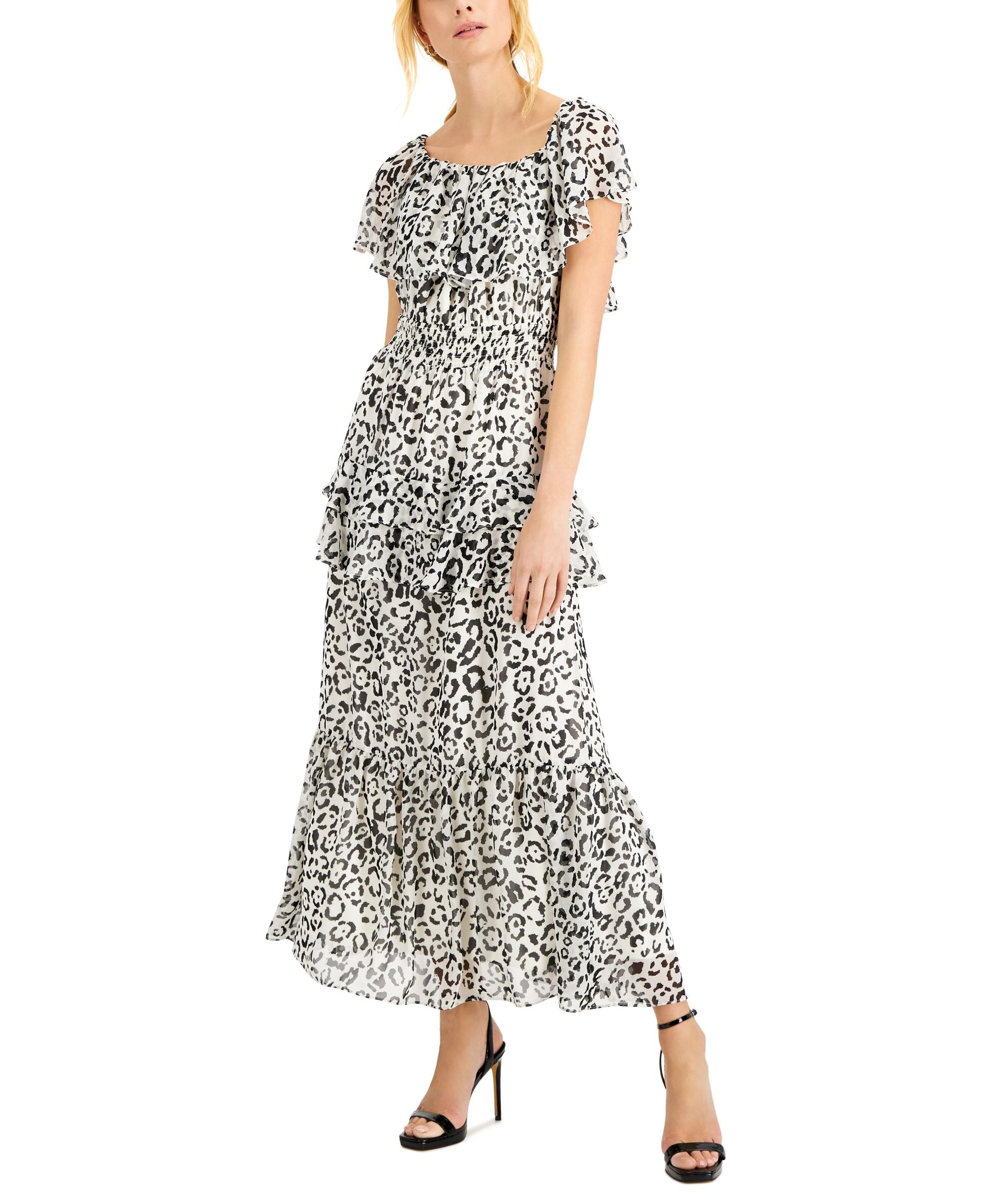 Taylor Womens Ruffled Smocked Dress