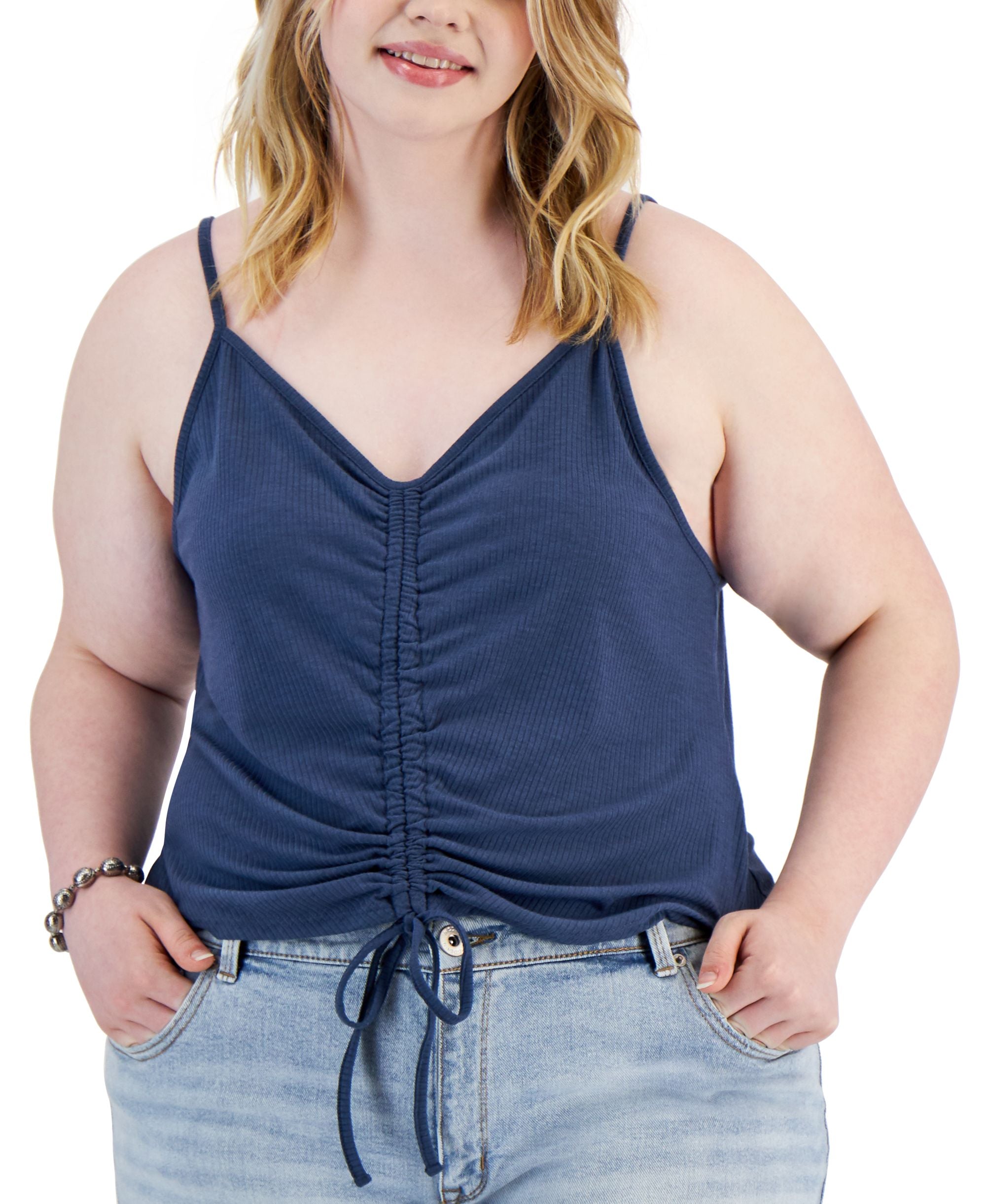 Trendy Plus Size Drawstring Ruched Tank