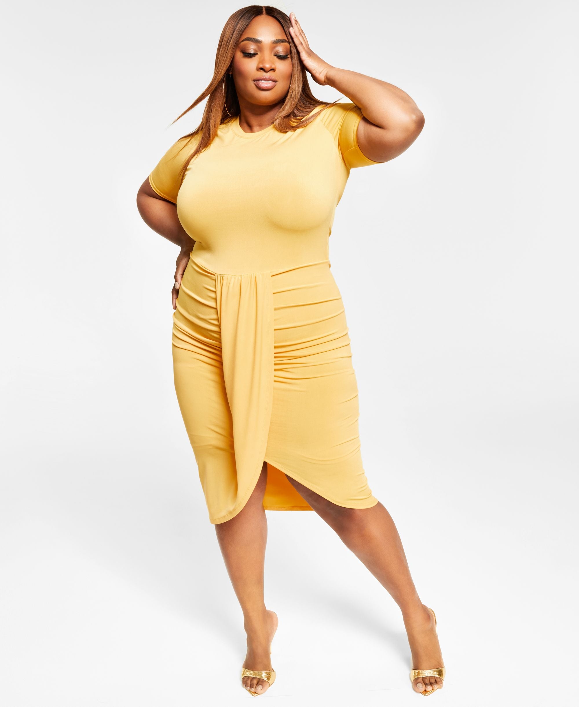 Nina Parker Trendy Plus Size Faux Wrap Dress