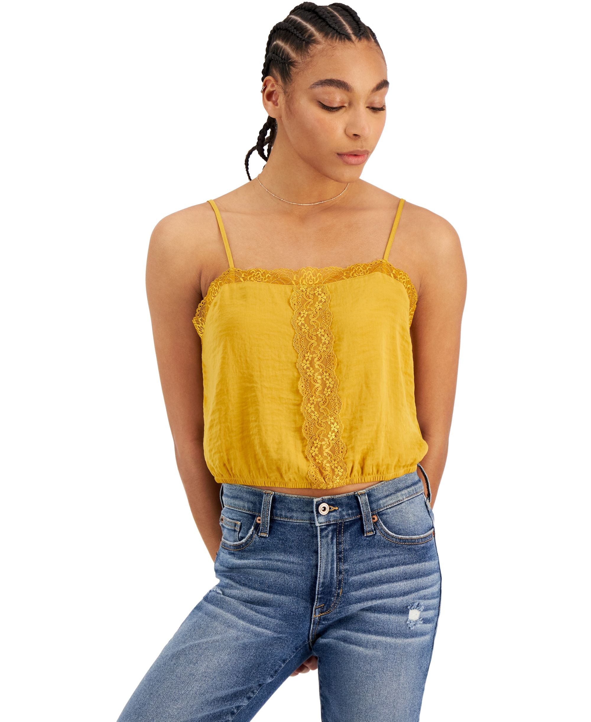 Juniors' Lace-Trim Tank Top