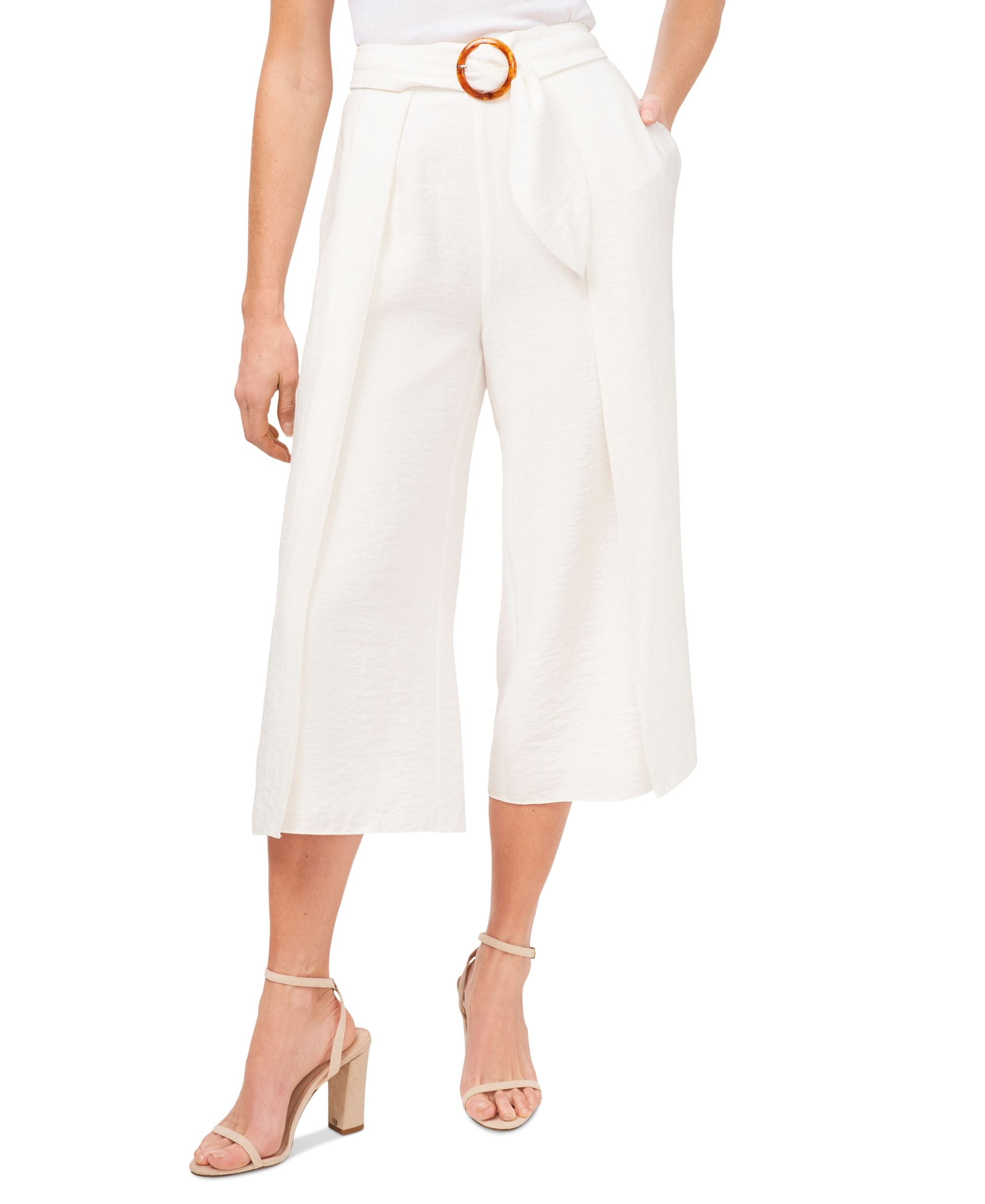 CeCe Petite Wide Leg Belted Pants