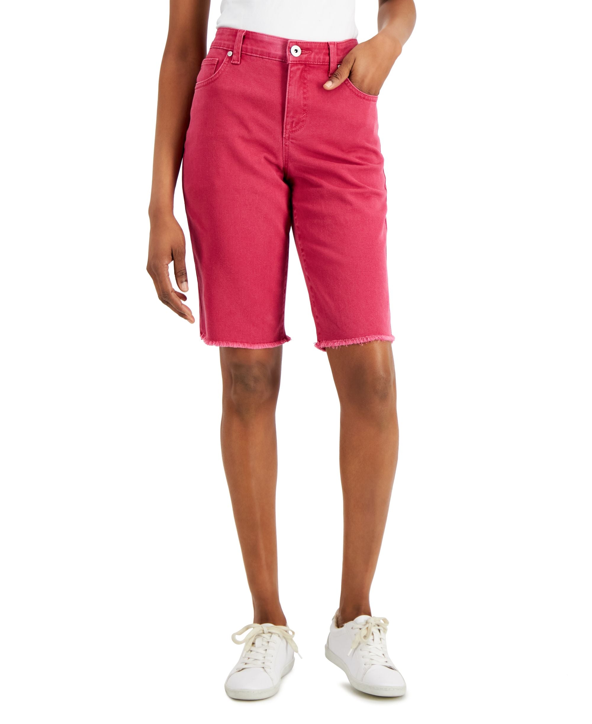 Style & Co Womens Curvy Raw Edge Bermuda Shorts