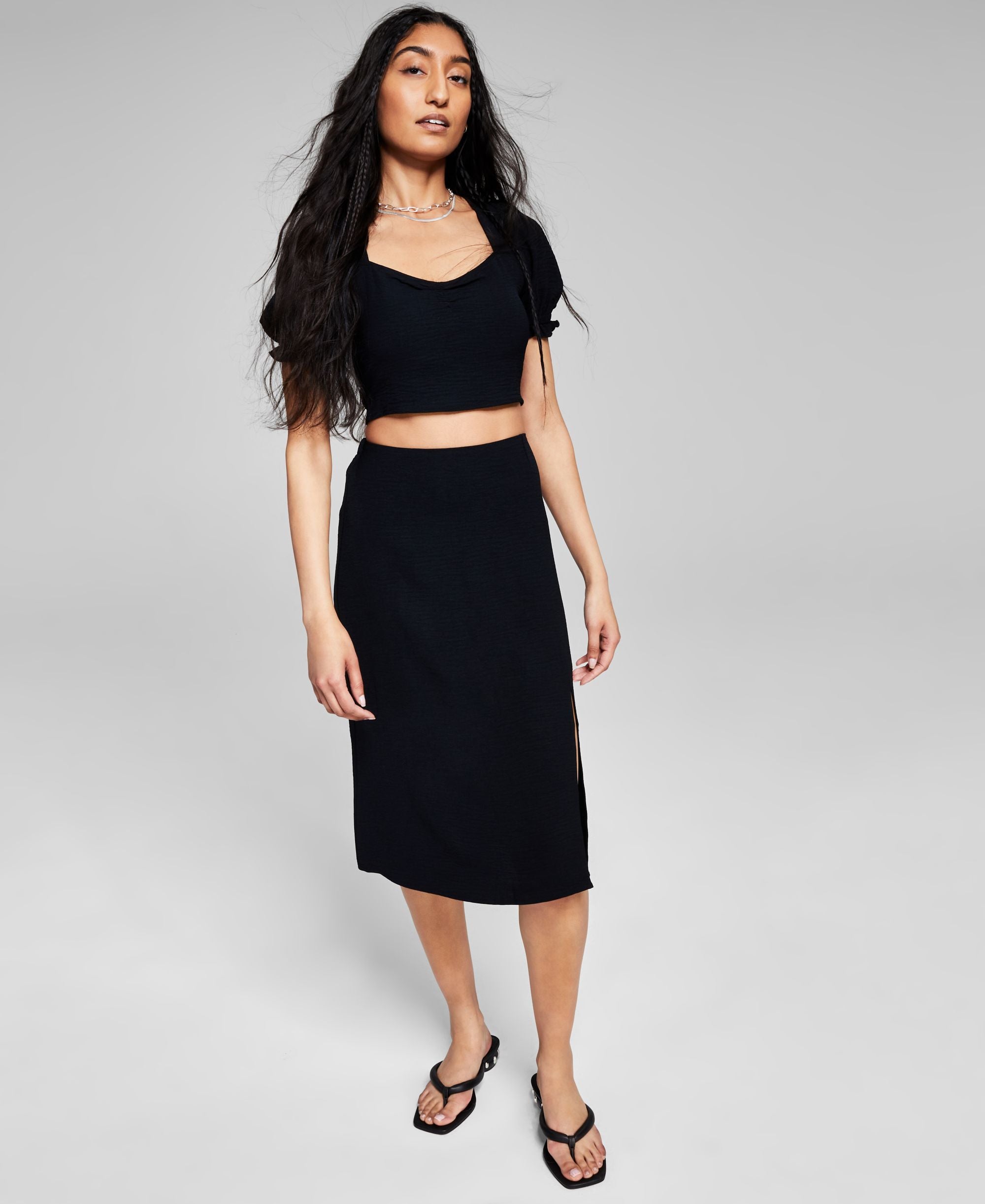 Now This Womens Side Slit Midi Skirt
