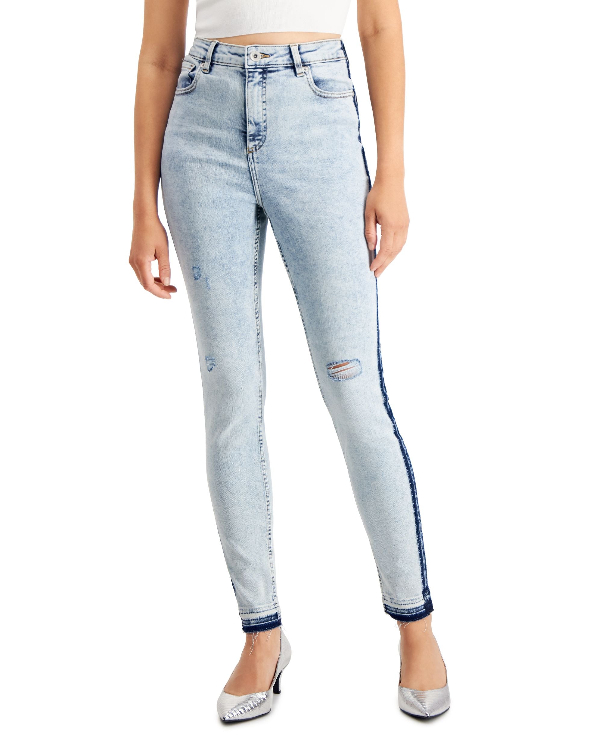 INC International Concepts Womens High Rise Ripped Skinny Jeans