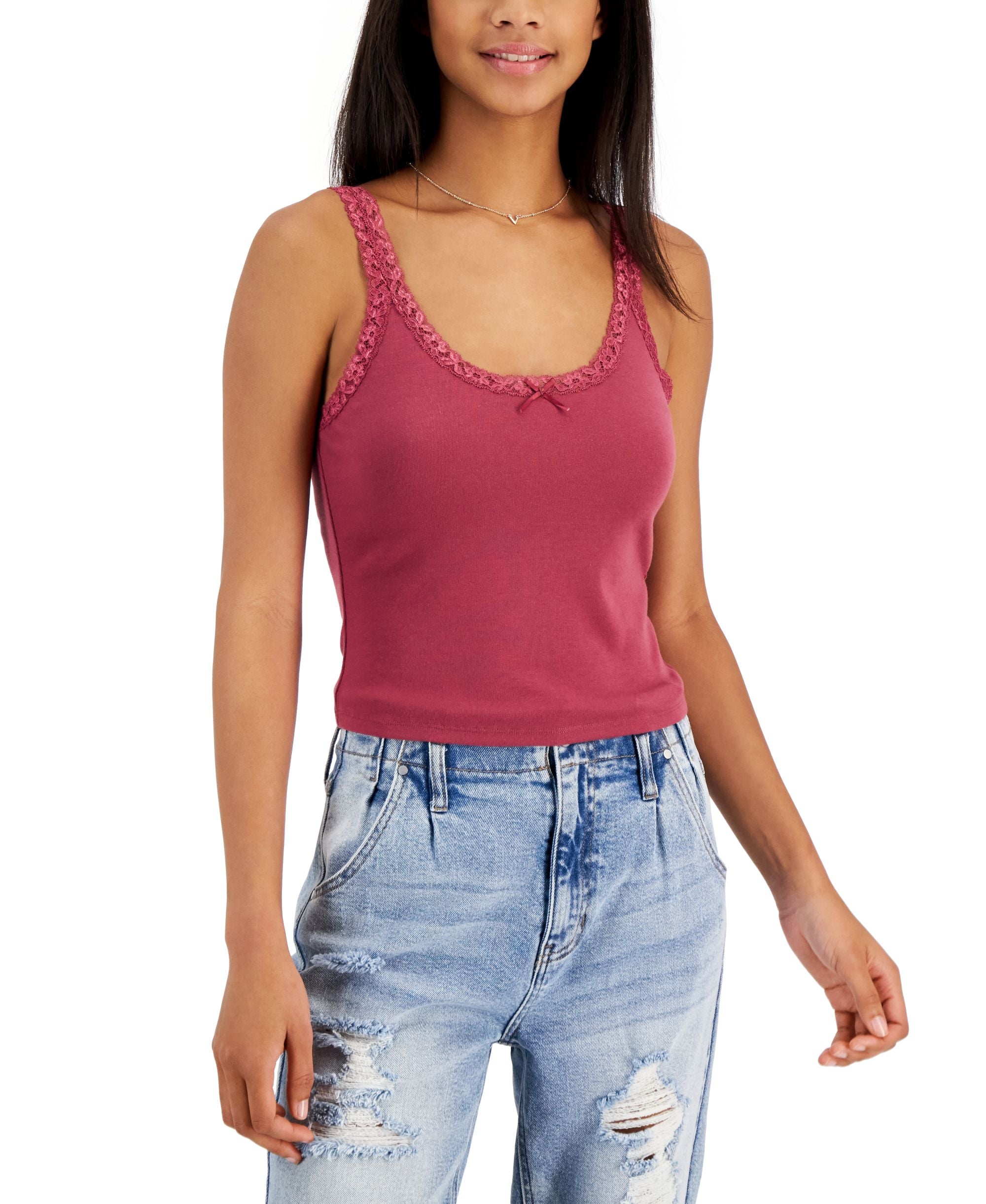 Juniors' Lace-Trim Tank Top