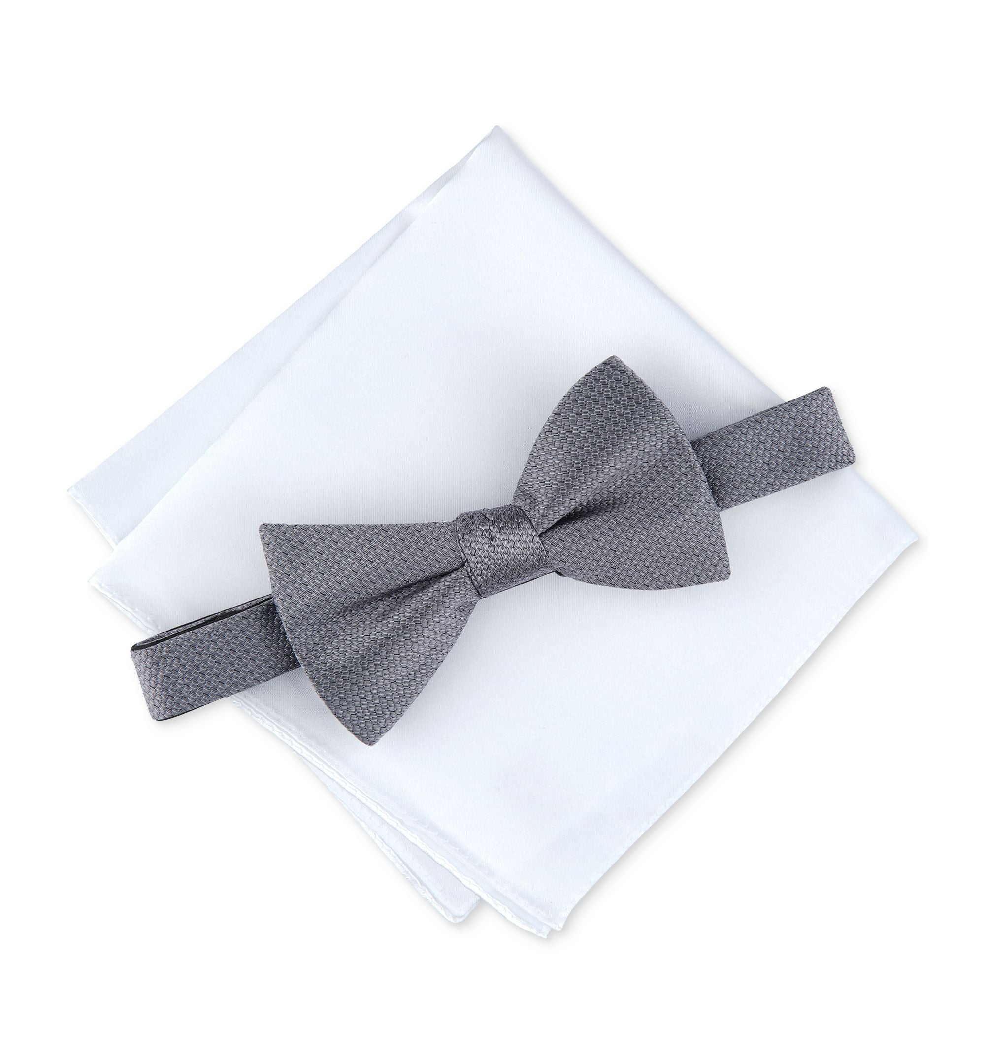 Men's Pre-Tied Geo Bow Tie & Solid Pocket Square Set