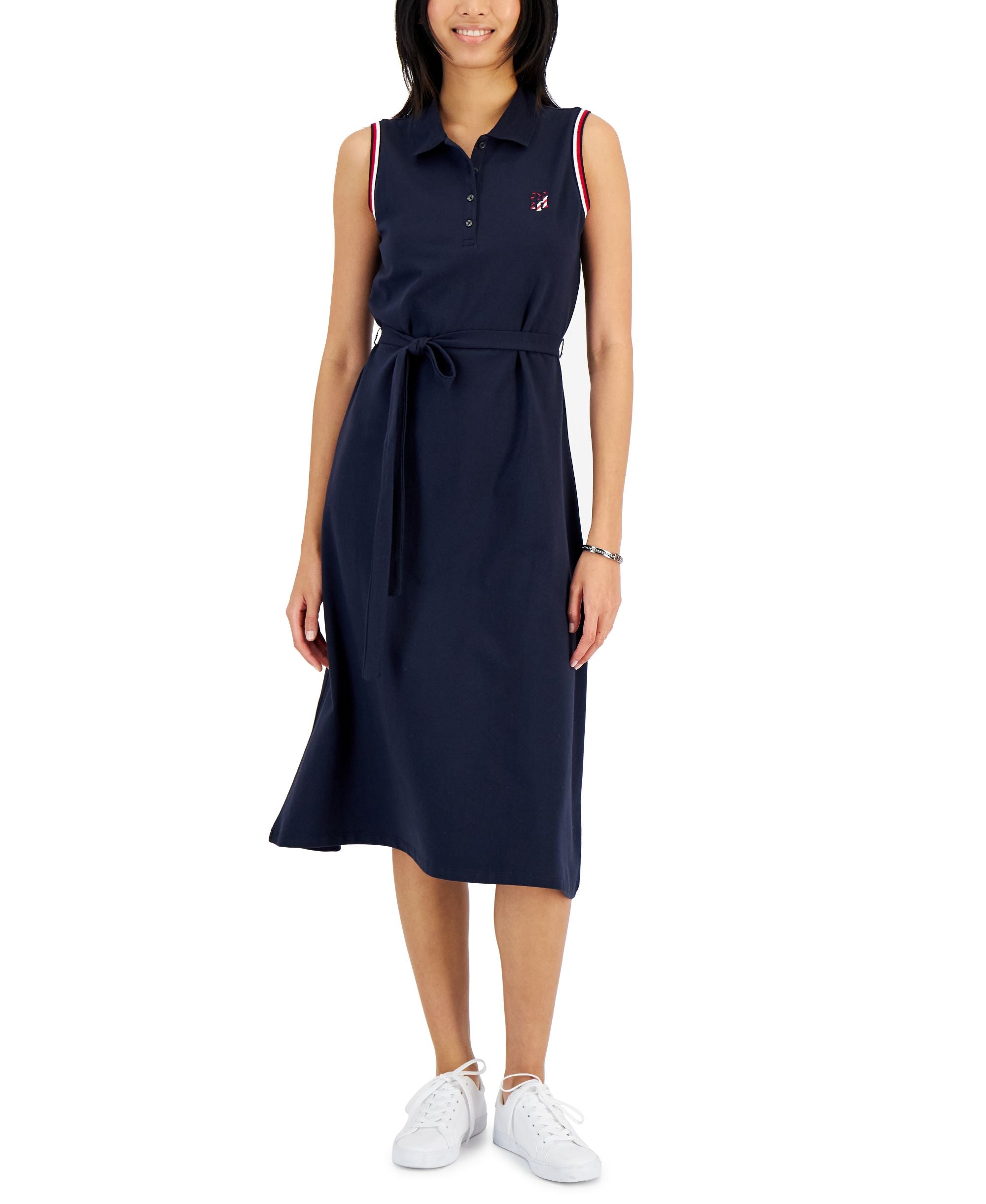 Tommy Hilfiger Womens Short Sleeve Flare Polo Dress
