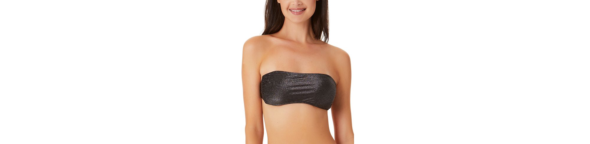 Salt + Cove Juniors' Metallic Shine Bandeau Bikini Top