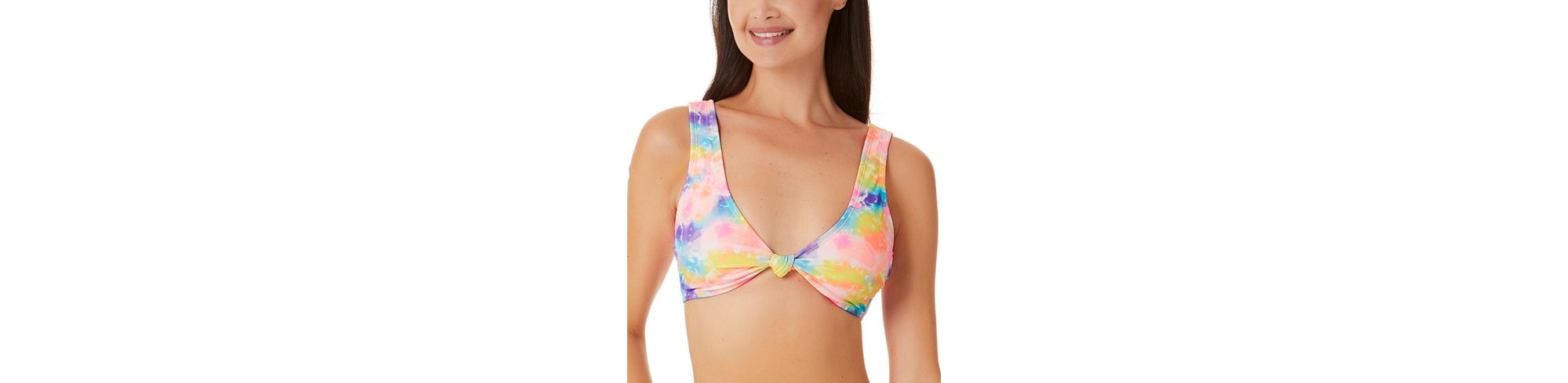 Juniors' Tie-Dyed Knotted Bralette Bikini Top
