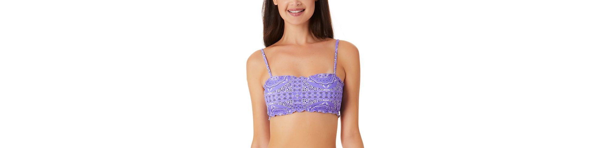 Juniors' Flowery Flow Bandeau Bikini Top