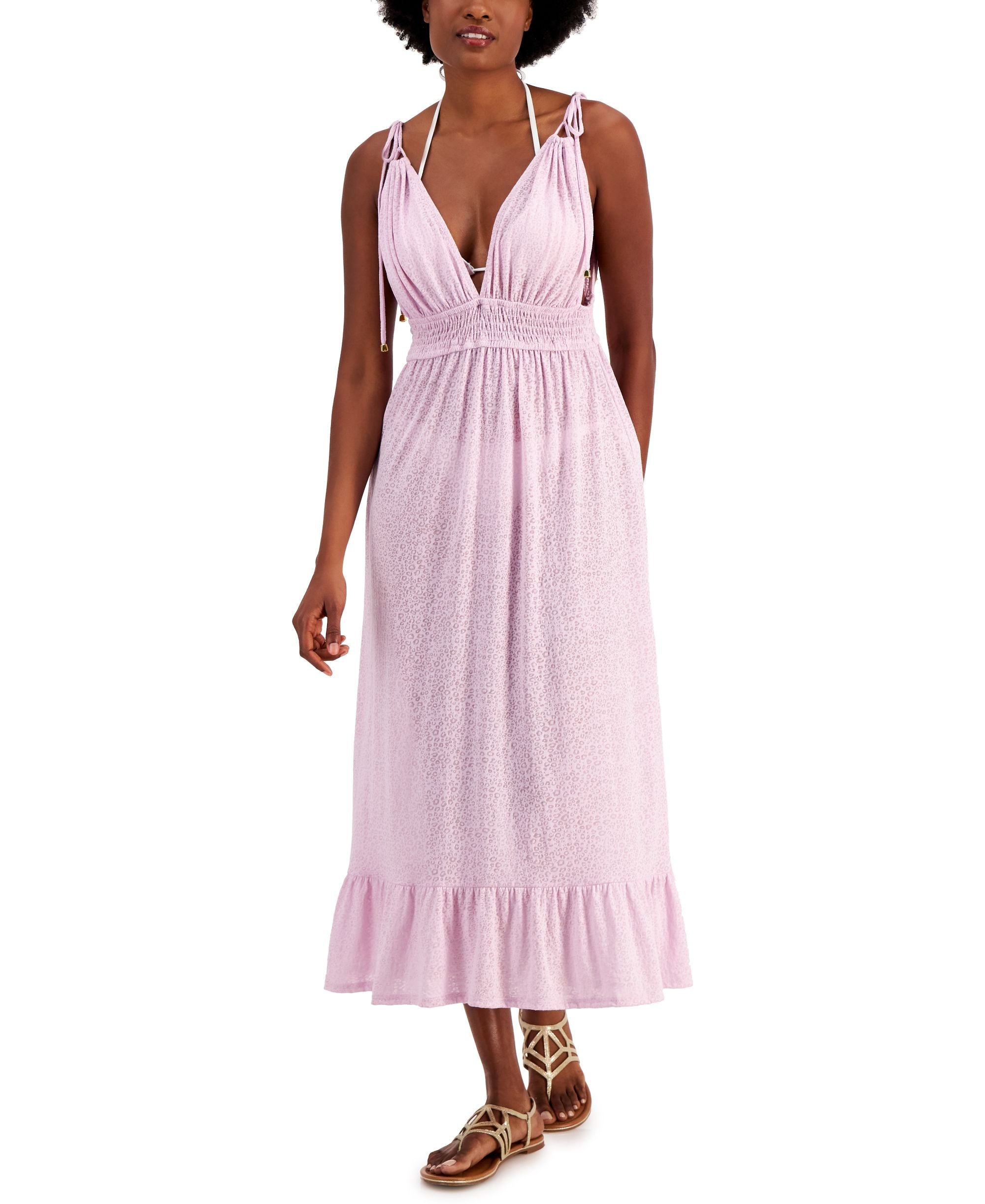 Women's Smocked Midi Dress Cover-Up