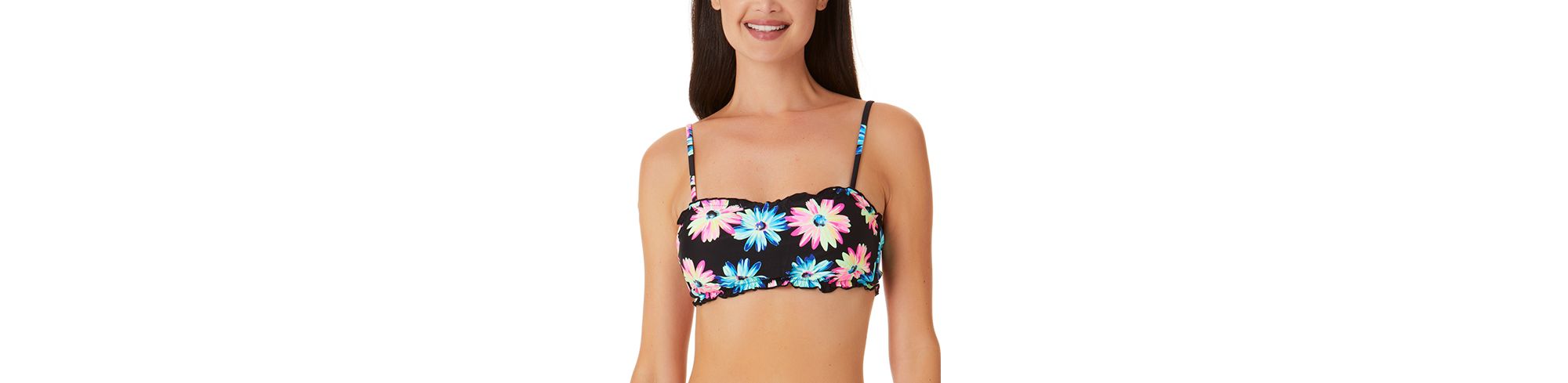 Juniors' Gerber Daisy Lettuce-Edge Bandeau Top