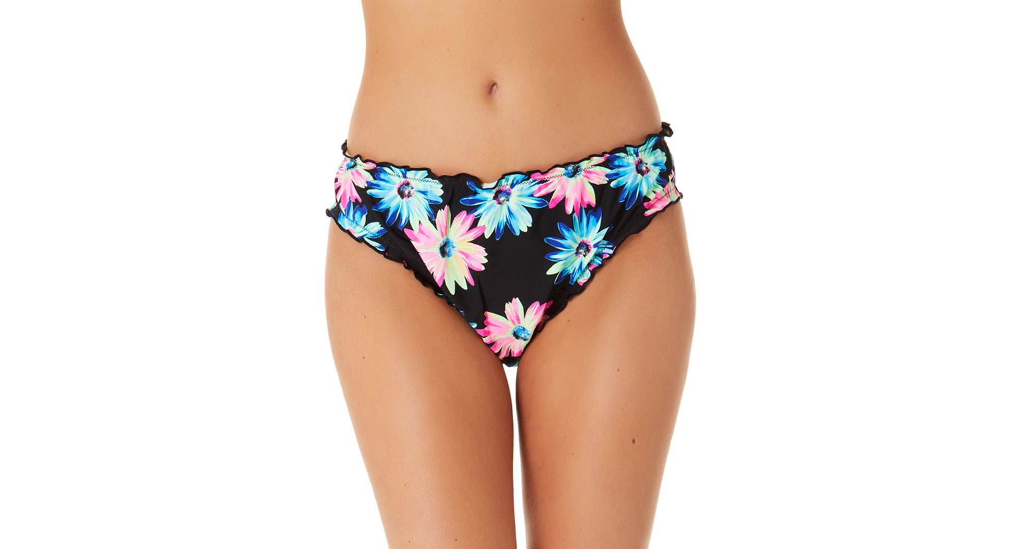 Juniors' Gerber Daisy Lettuce-Edge Hipster Bikini Bottoms