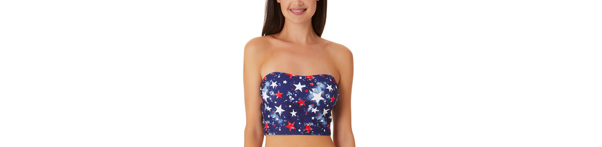 Juniors' Splatter-Star Long-Line Bandeau Top