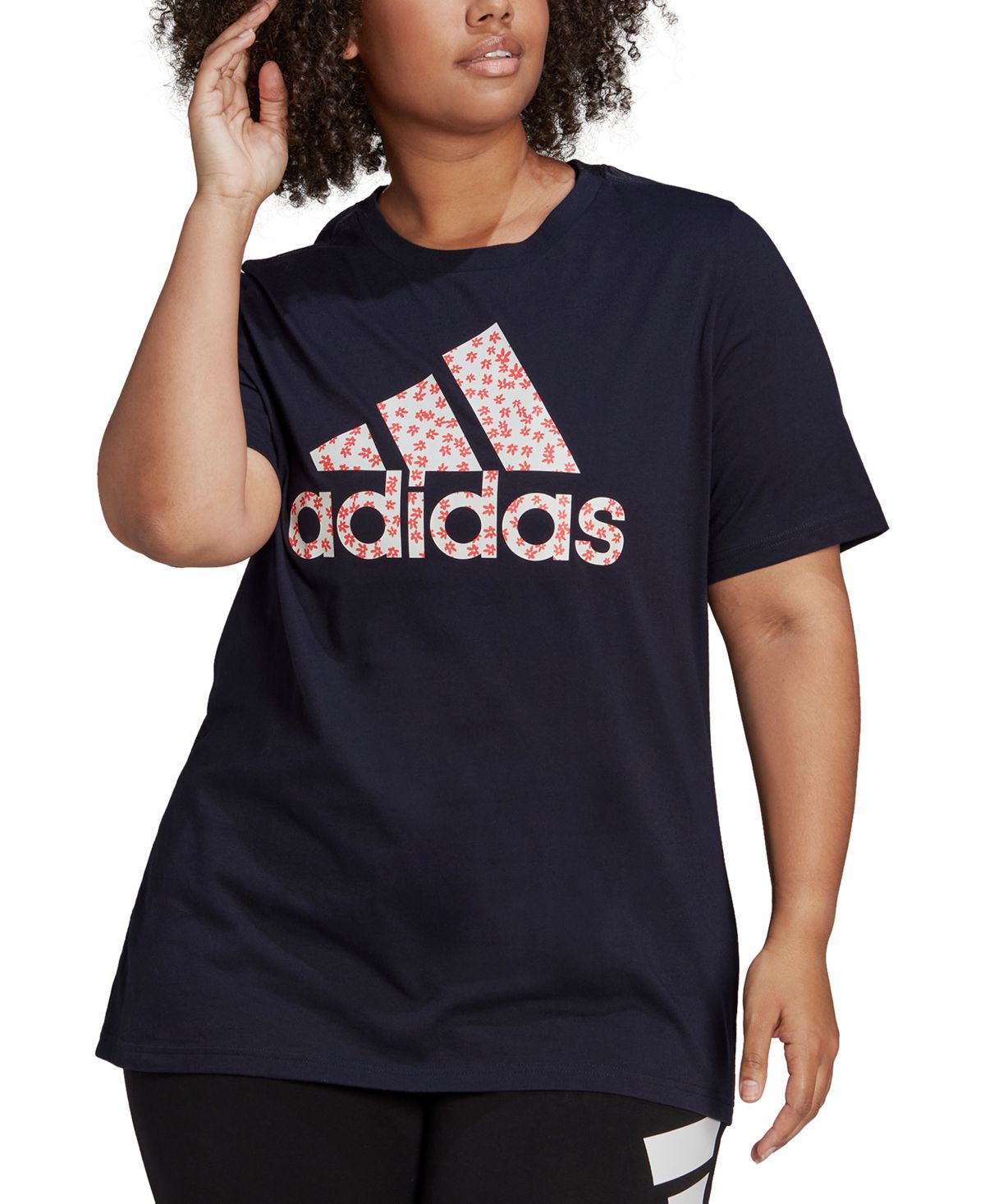 Adidas Plus Size Floral Logo Graphic T-Shirt