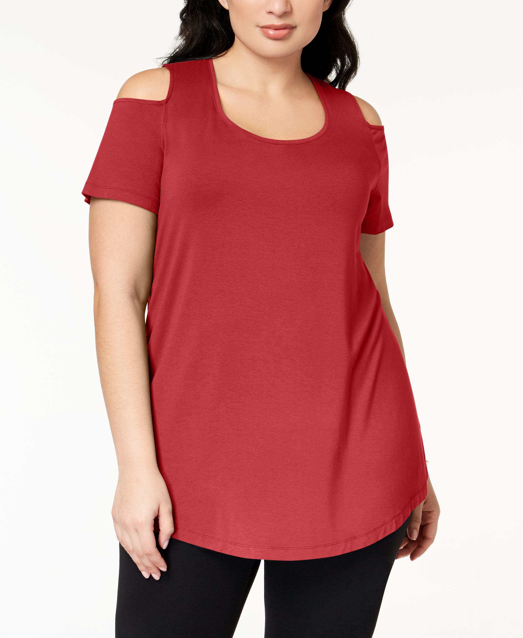 JM Collection Plus Size Cold-Shoulder Top