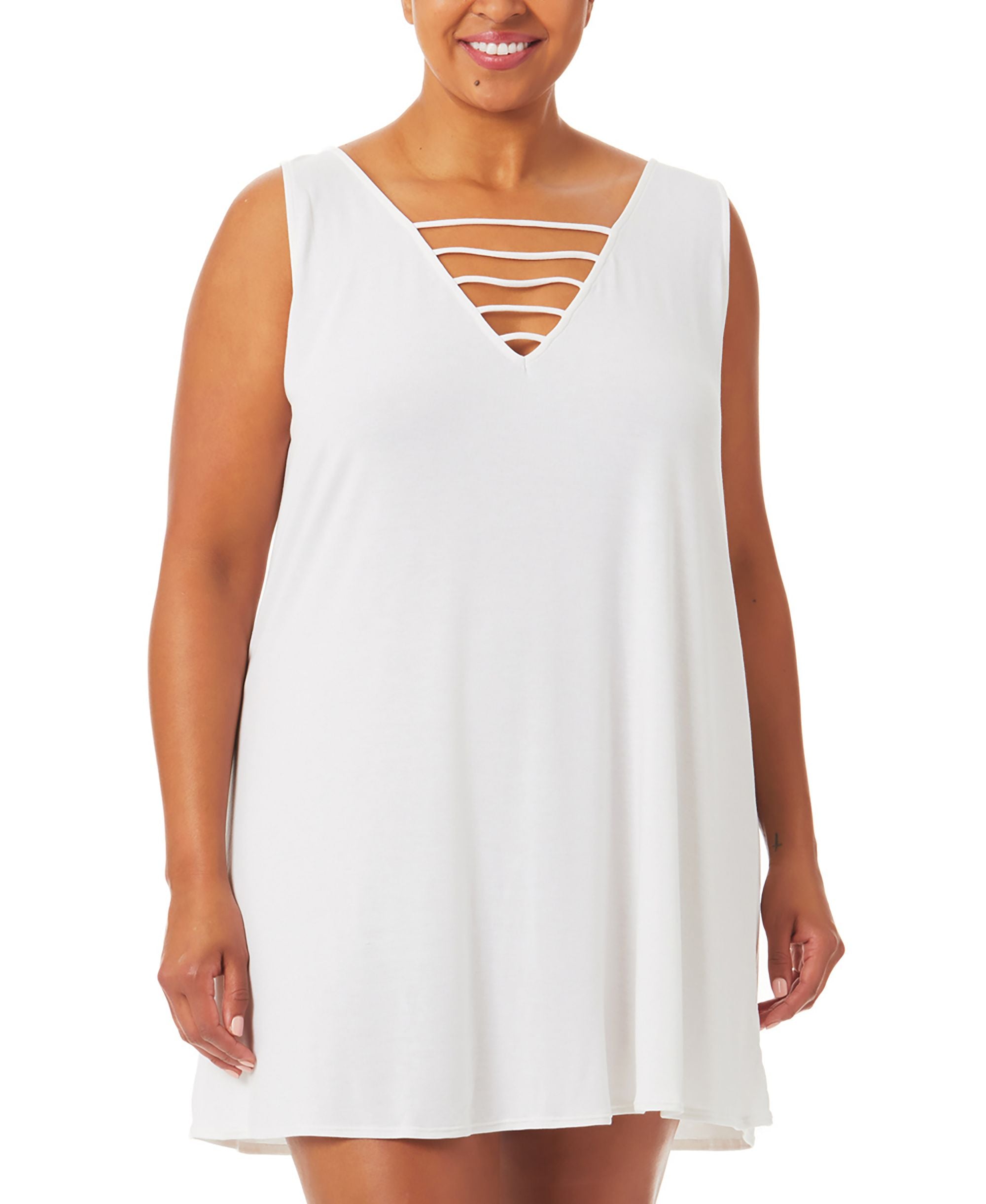 California Waves Trendy Plus Size Strappy Dress Cover-Up
