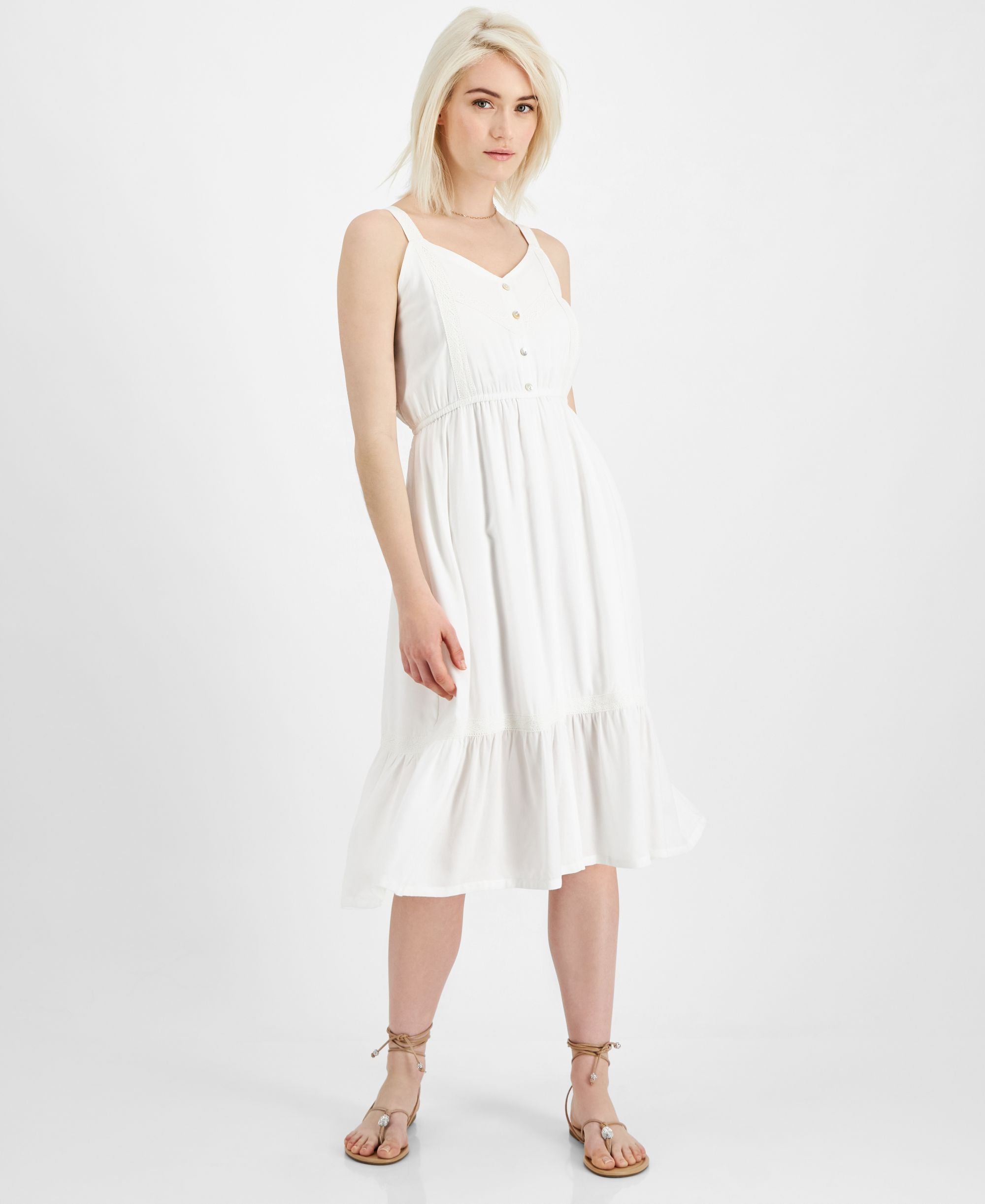 Jamie Layla Petite Crochet Trim Midi Dress