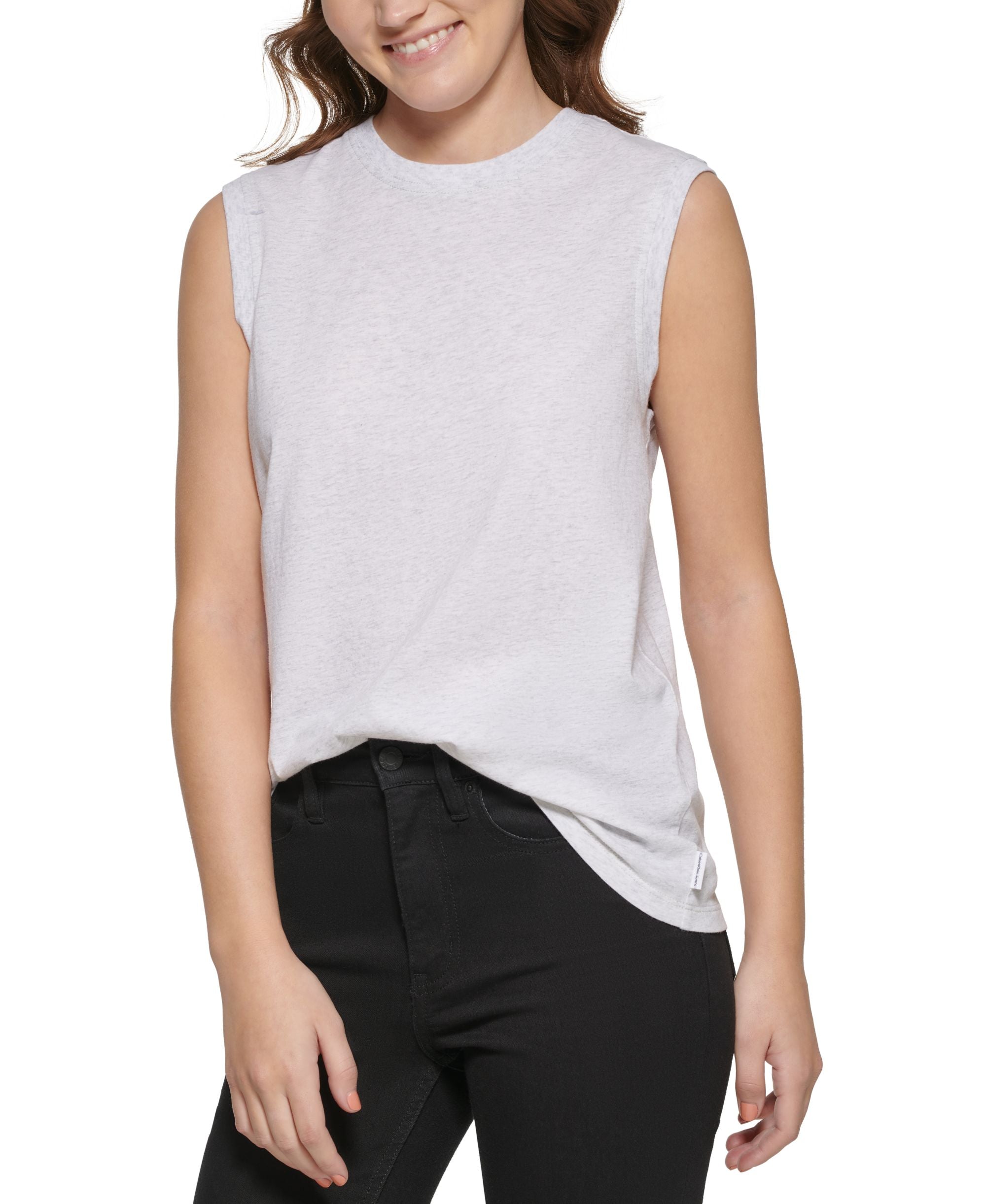 Crewneck Sleeveless Cotton Top