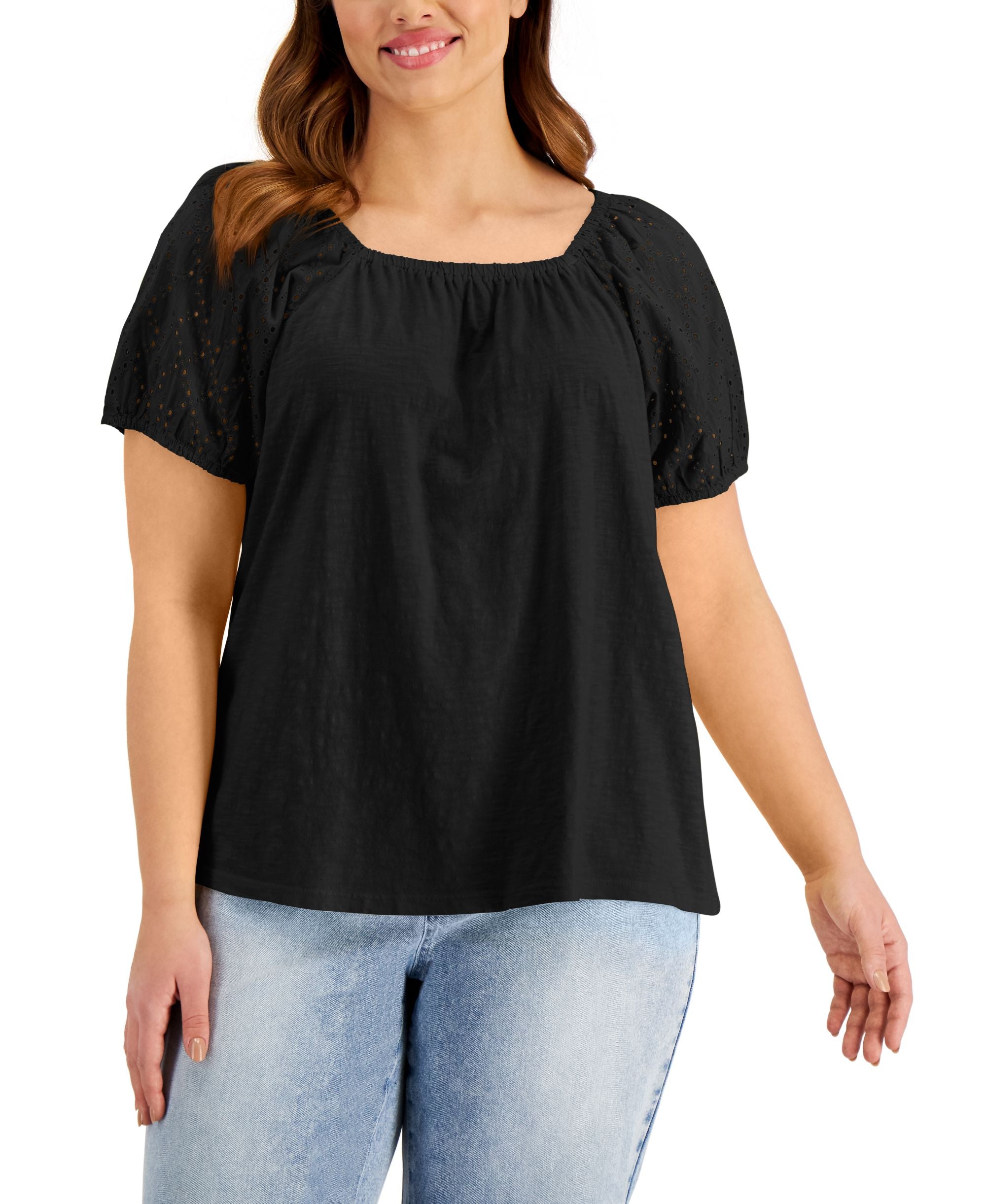 Style & Co Plus Size Cotton On Off Shoulder Top