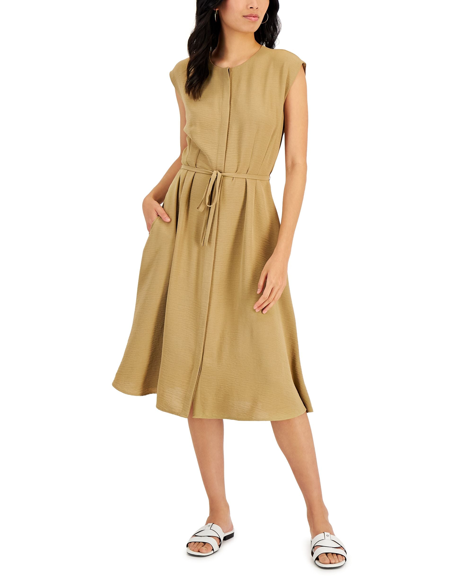 Alfani Womens Cap Sleeve Shirtdress