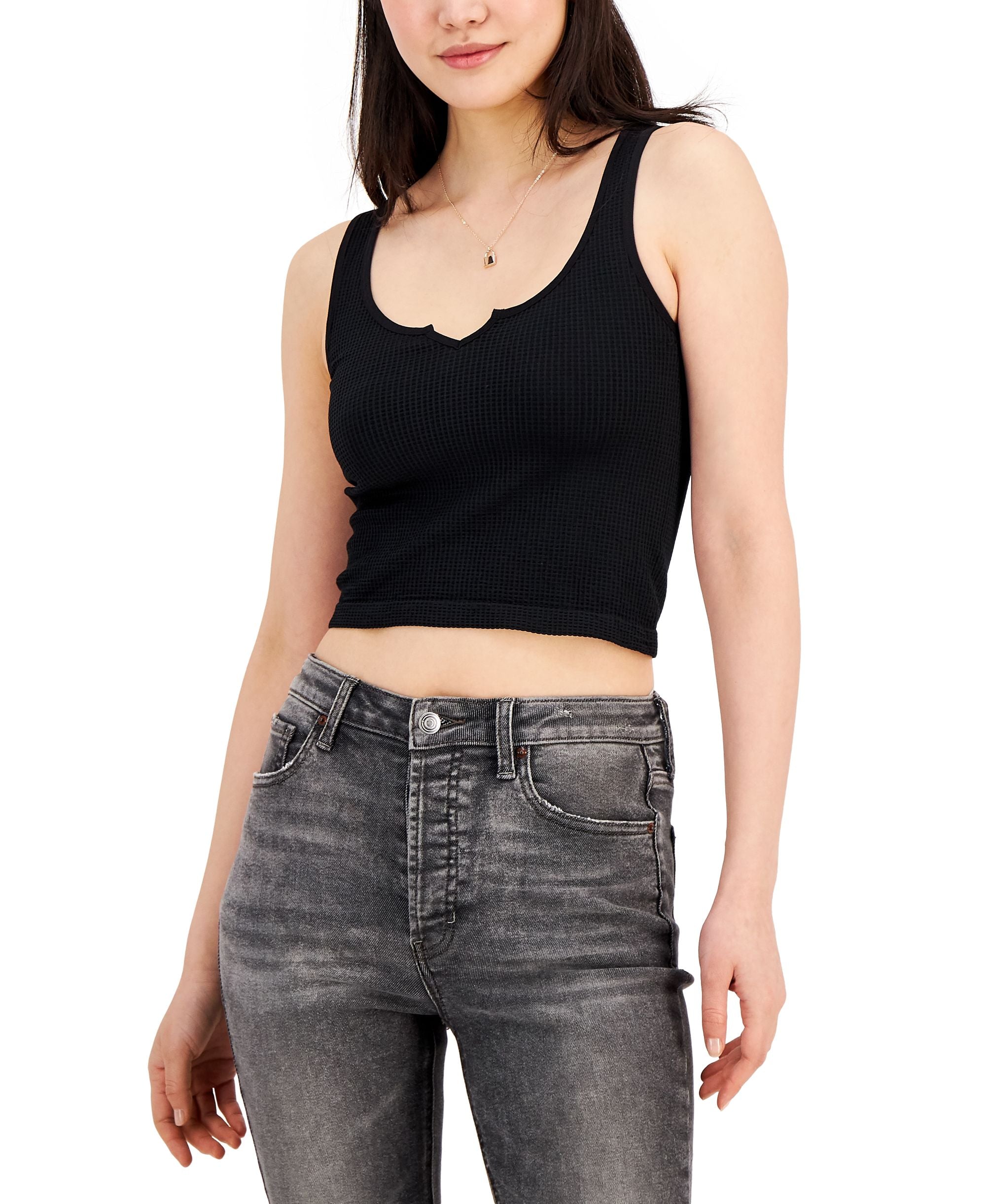 Juniors' Notch-Neck Seamless Tank Top