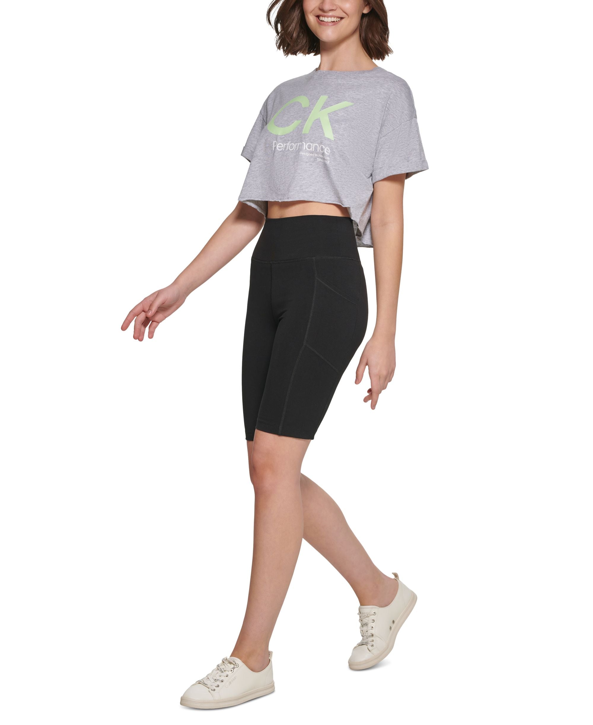 Calvin Klein Performance Womens Cropped Logo T-Shirt