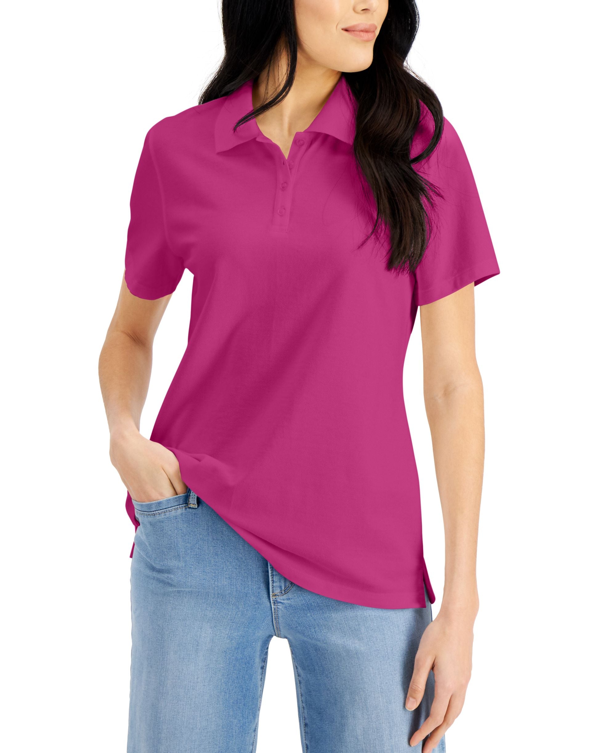 Karen Scott Petite Knit Cotton Polo