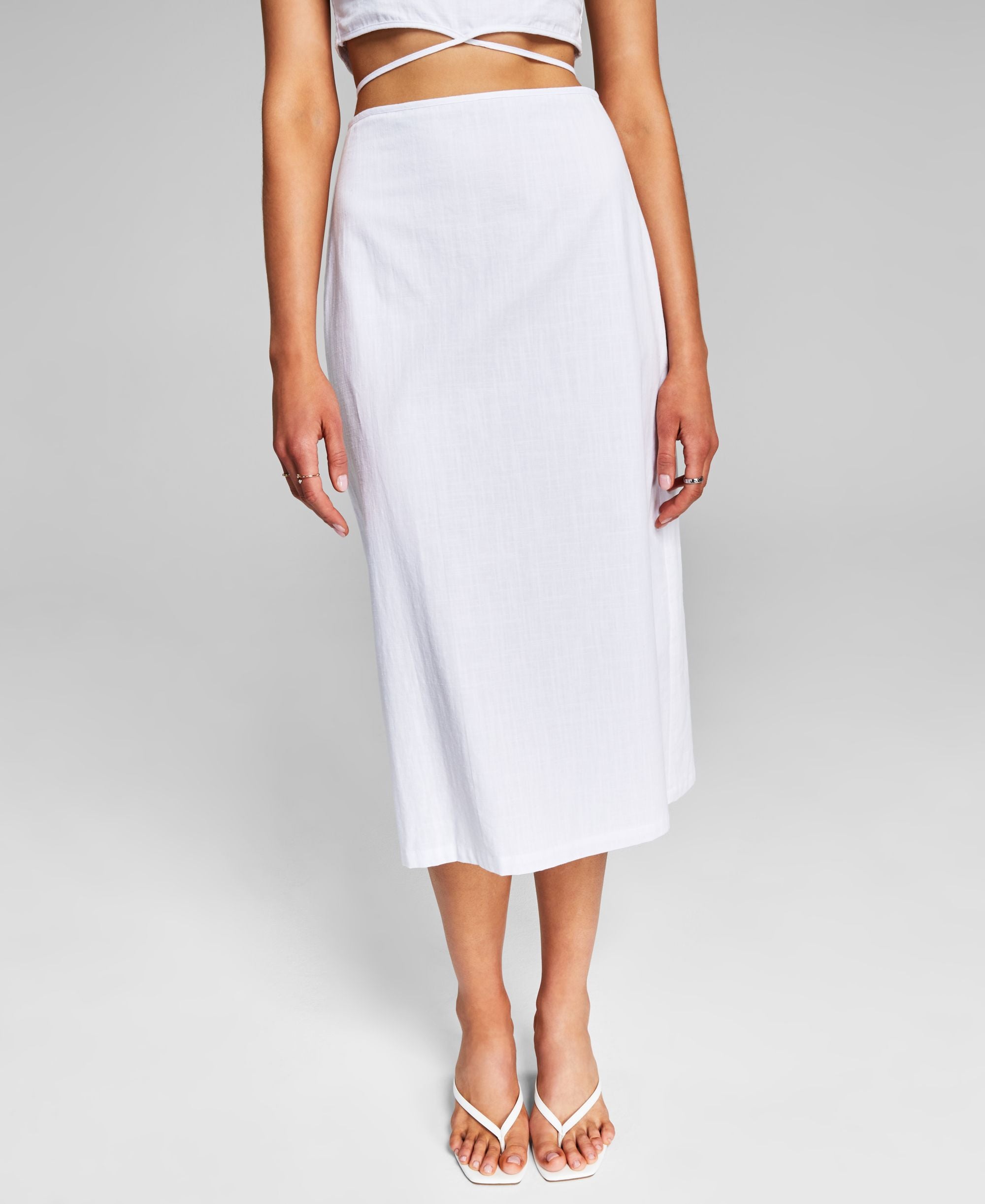 Now This Trendy Plus Size Side Slit Midi Skirt