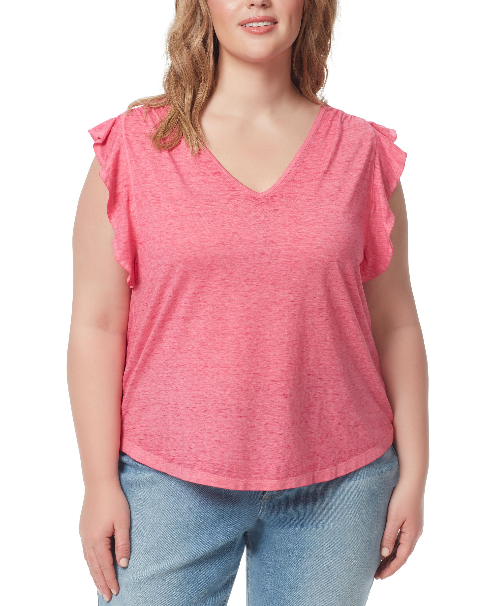 Jessica Simpson Trendy Plus Size Odin Ruffle Sleeve T-Shirt
