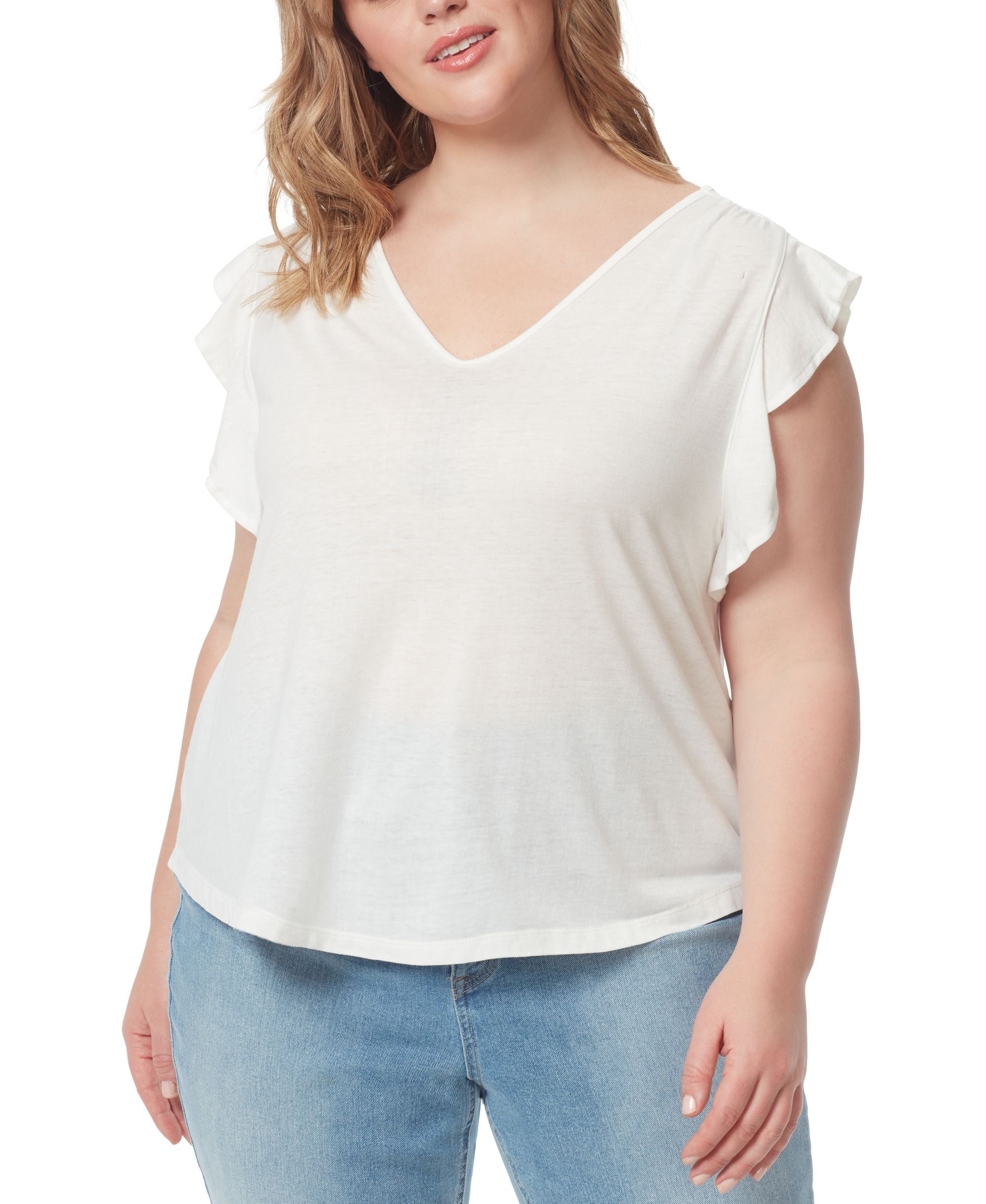 Jessica Simpson Trendy Plus Size Odin Ruffle Sleeve T-Shirt