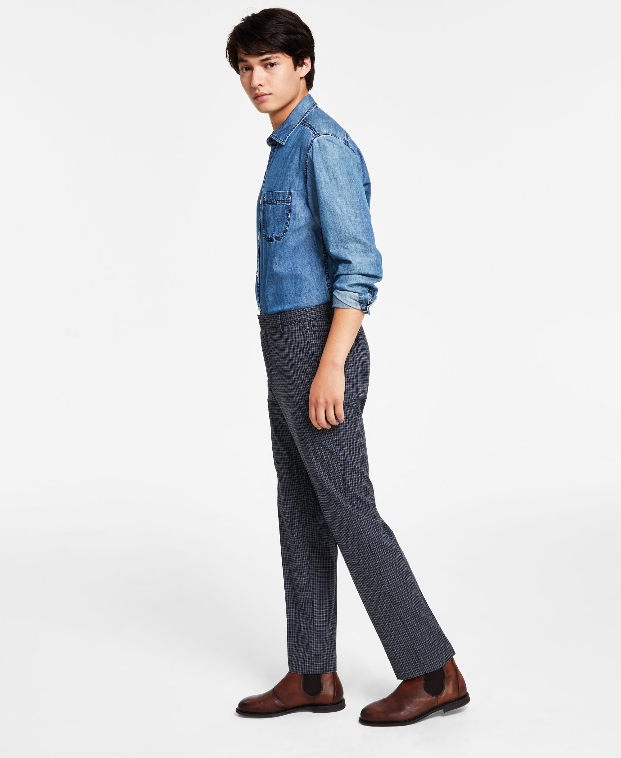 Men's Modern-Fit TH Flex Stretch Patterned Performance Pants