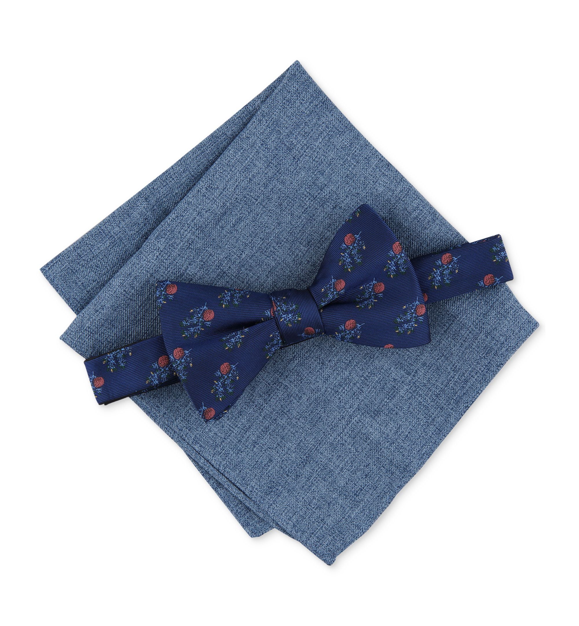 Men's Melon Floral Bow Tie & Pocket Square Set