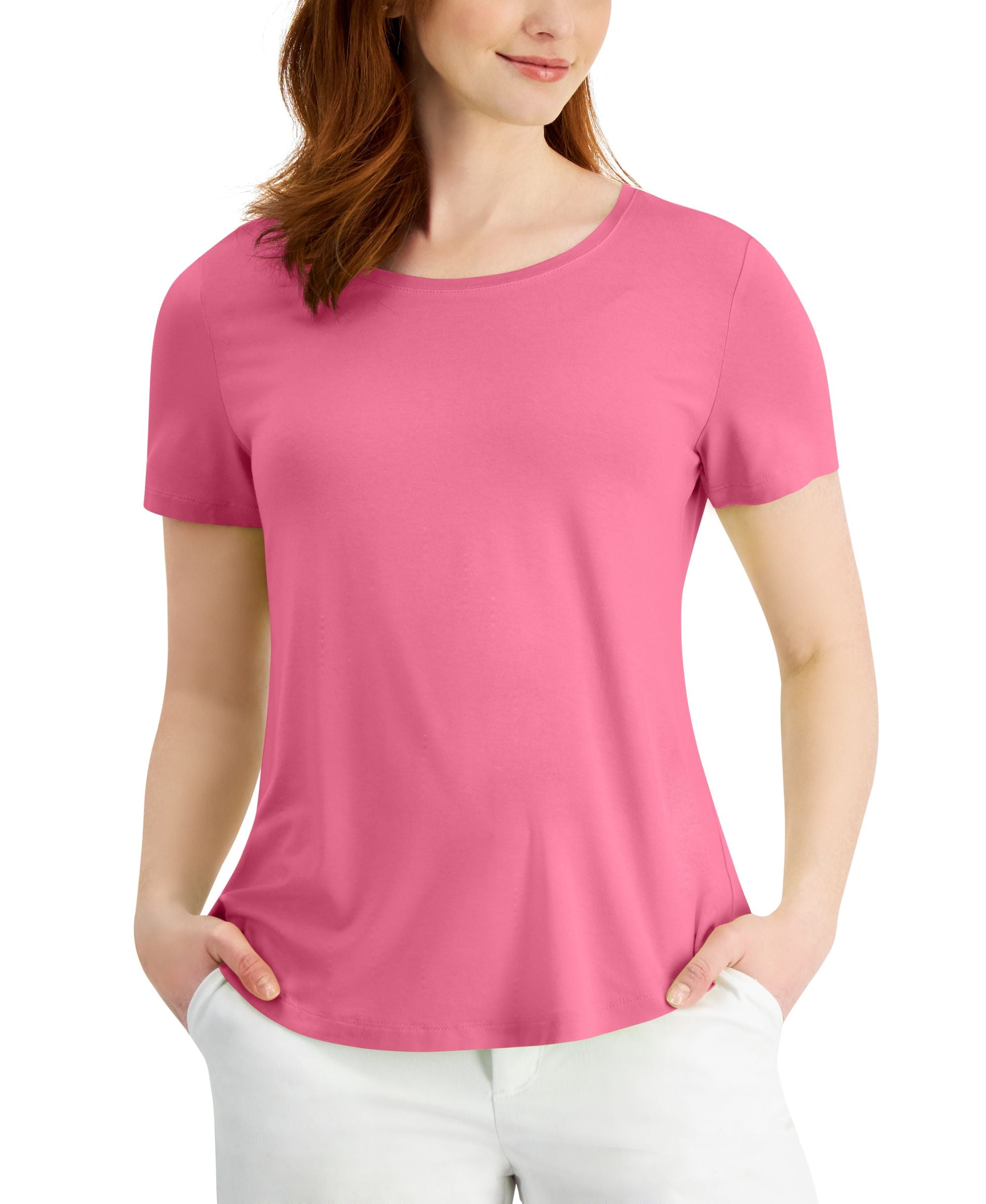 JM Collection Petite Scoop Neck T-Shirt