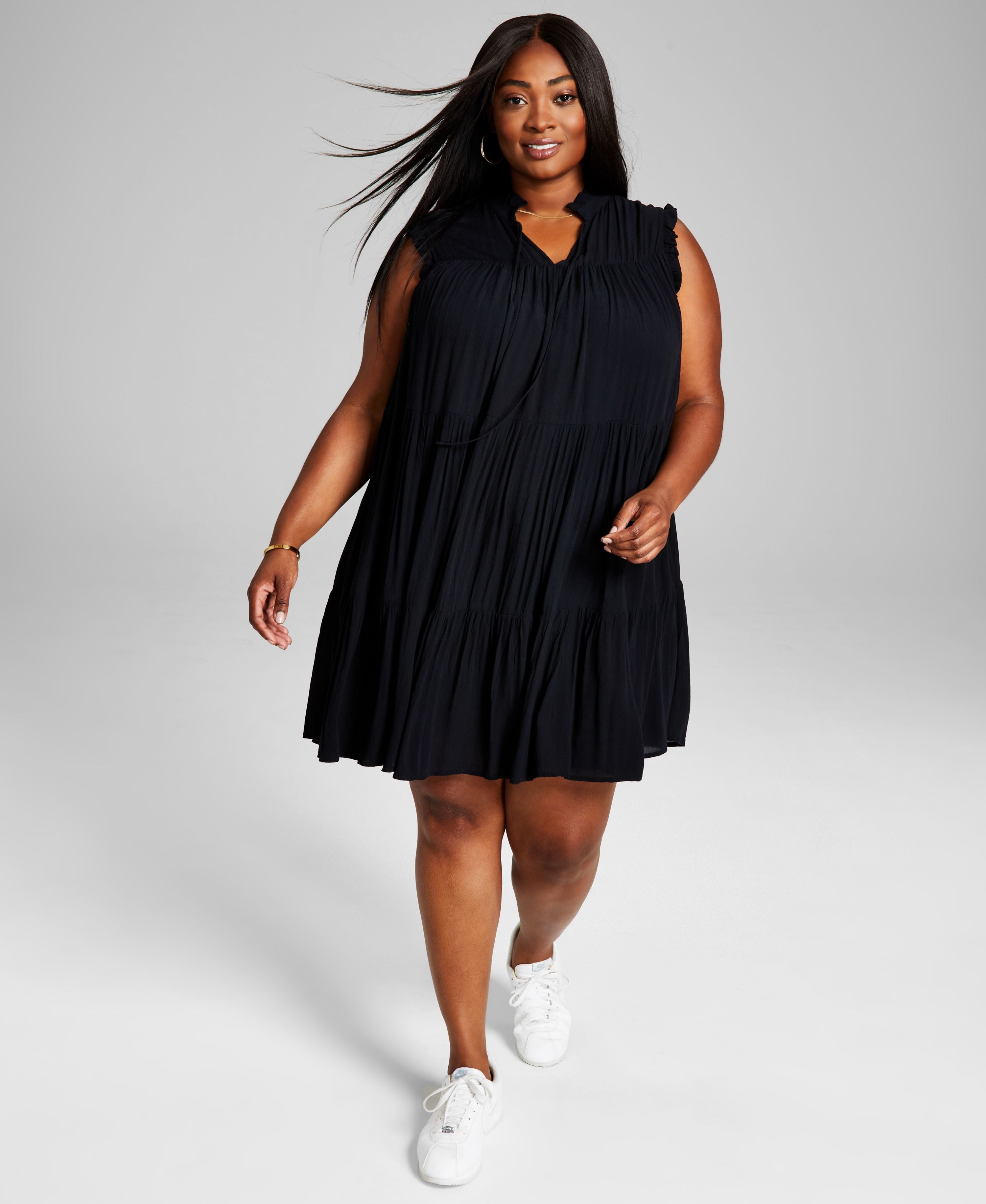 Trendy Plus Size Tiered Swing Dress