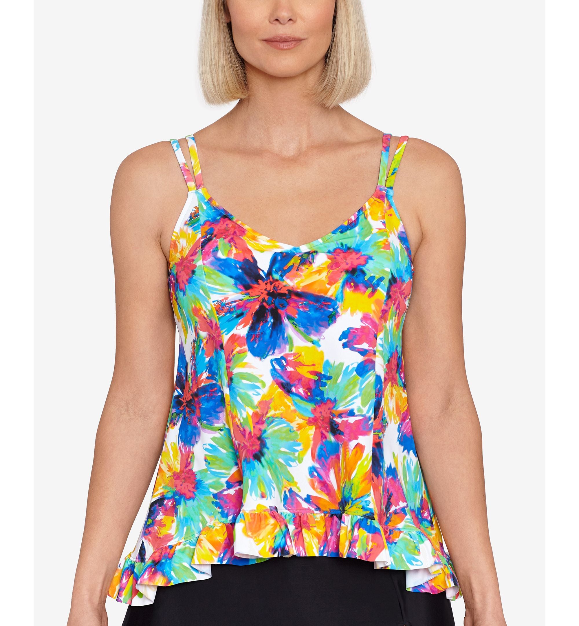 Women's Printed High-Low Tankini Top