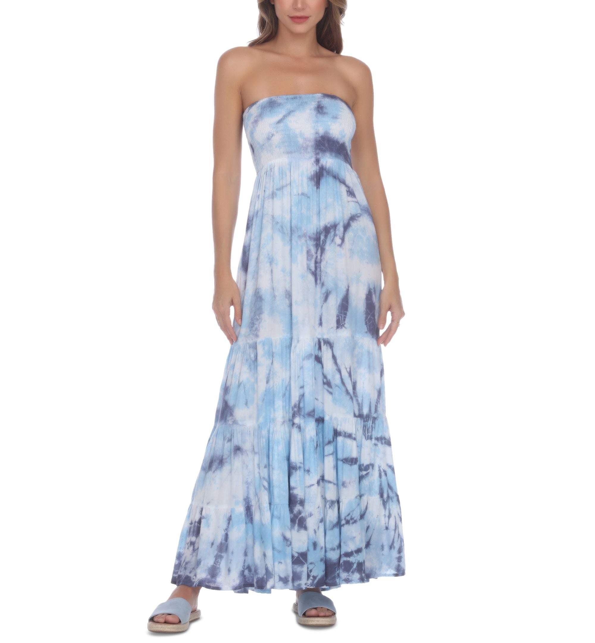 Tie-Dye Strapless Maxi Cover-Up Dress