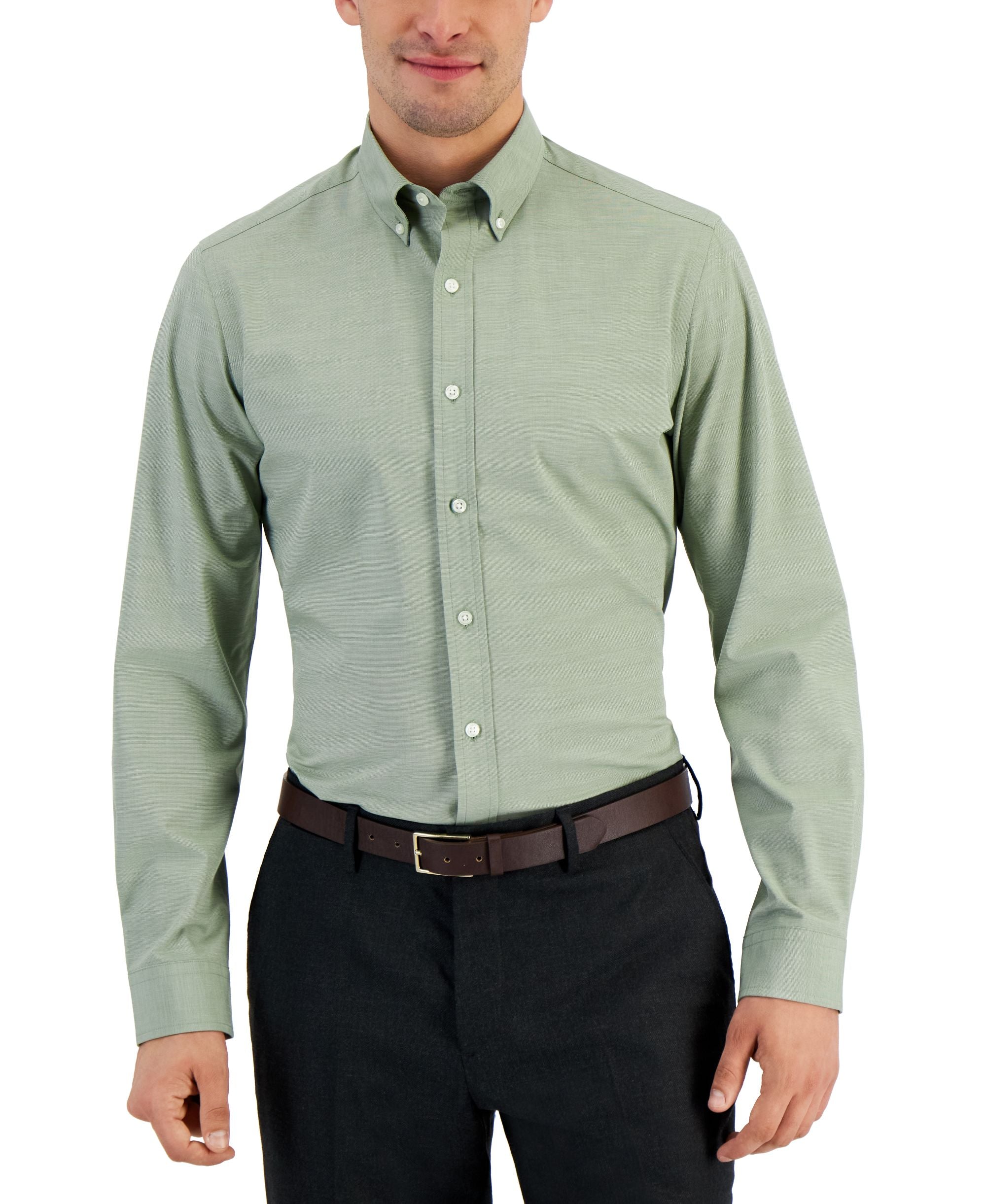 Club Room Mens Slim Fit 4 Way Stretch Solid Dress Shirt
