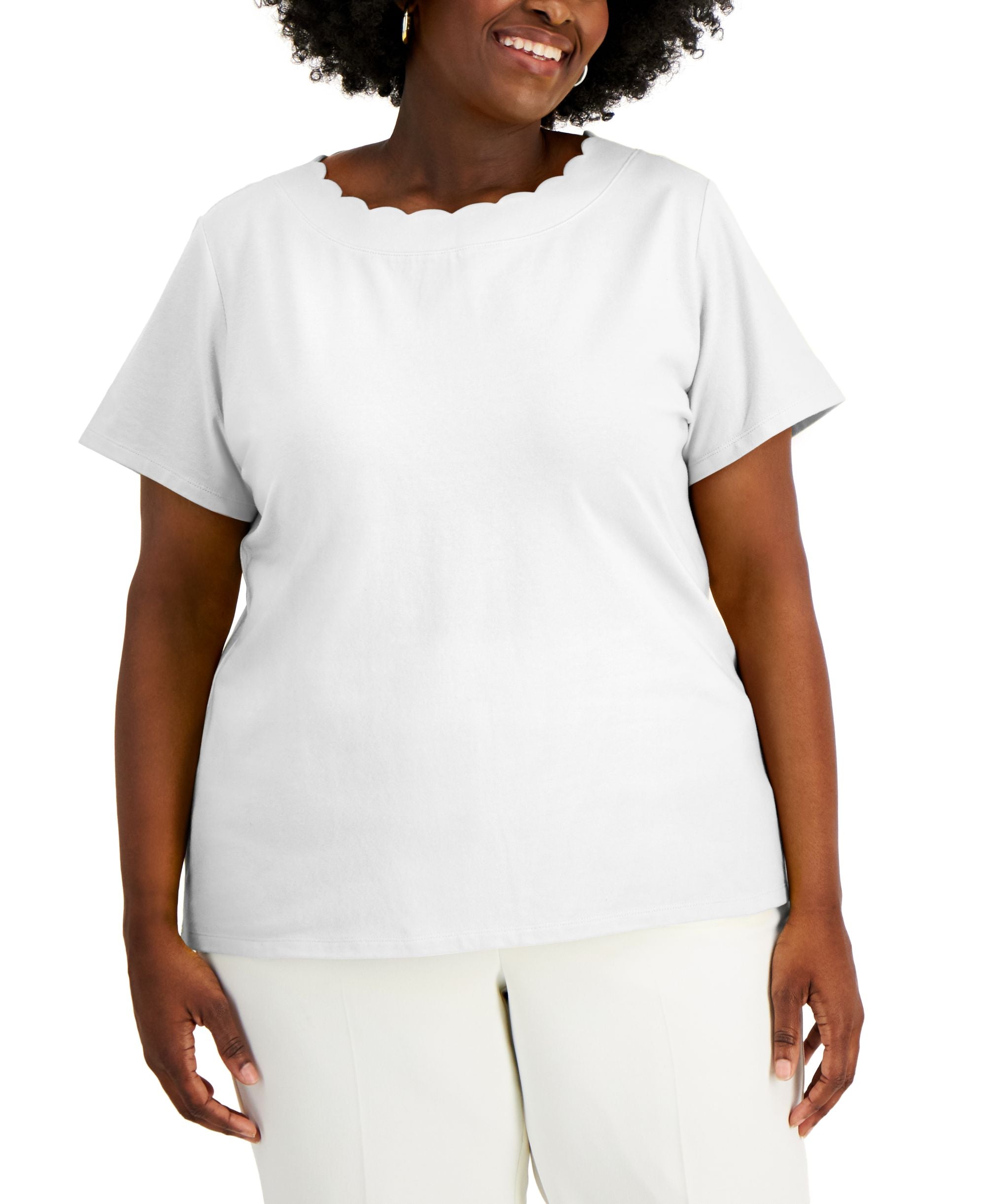 Anne Klein Plus Size Scalloped T-Shirt